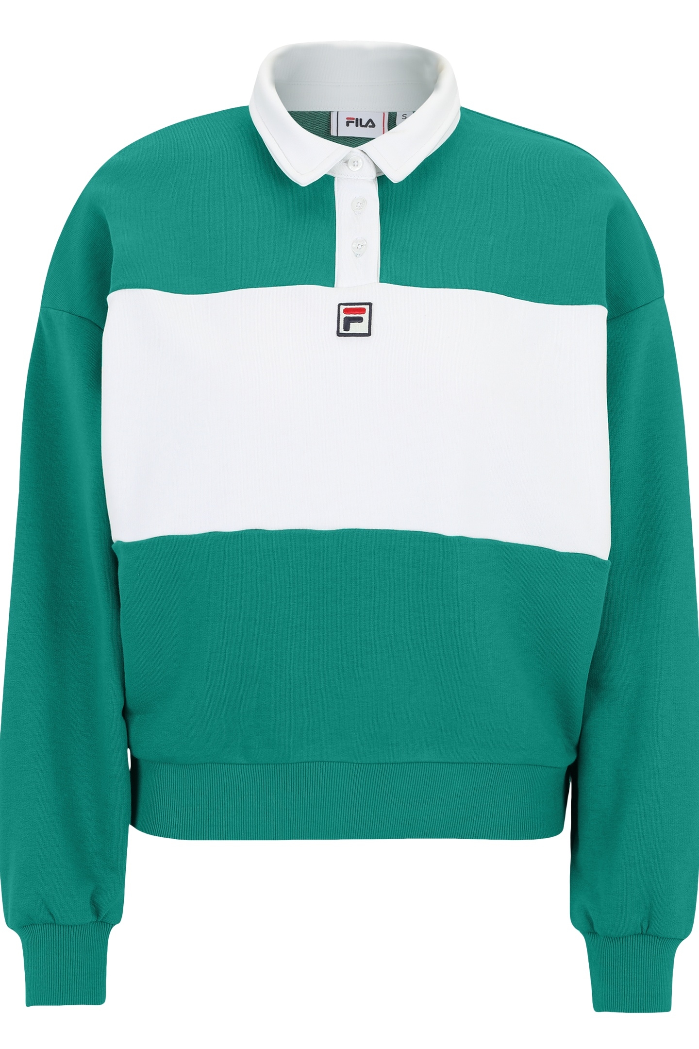 LANGOGNE OVERSIZED CROPPED POLO SWEAT FIR-BRIGHT WHITE 5