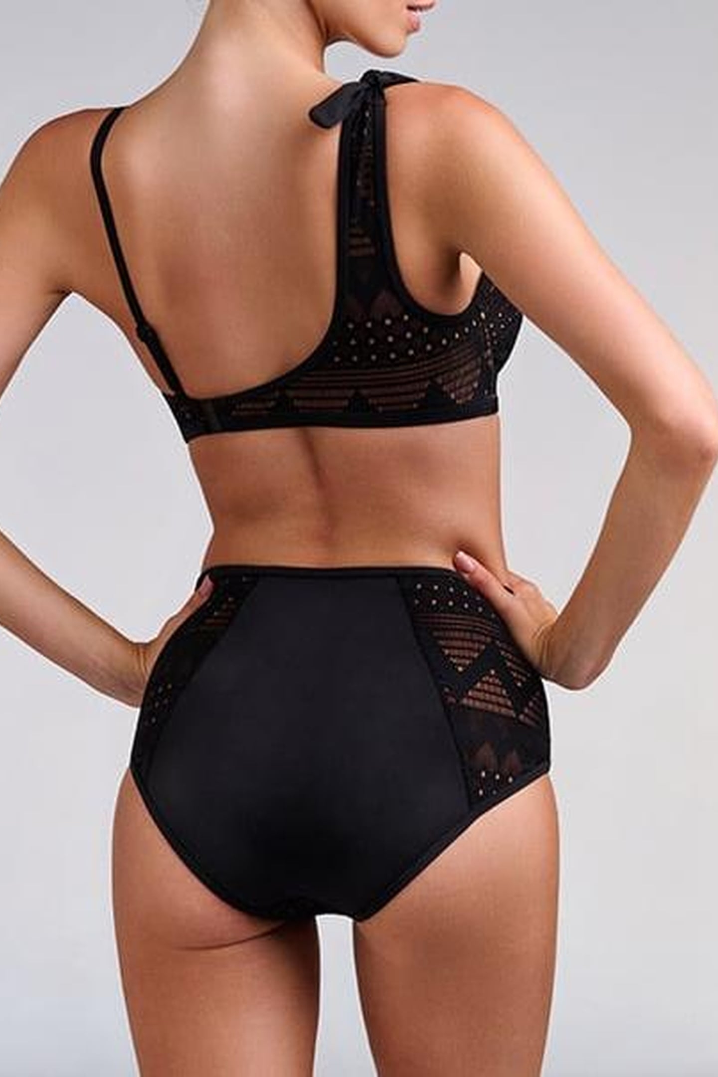 DOLCE VITA BLACK AND SAND STRAPLESS BIKINI TOP 3