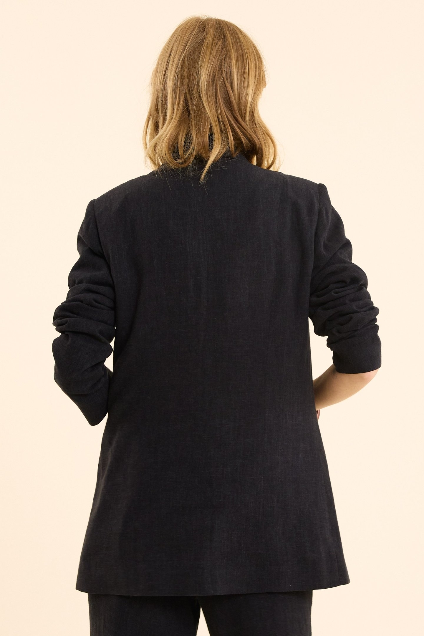 BLACK COTTON LINEN SUIT JACKET BLACK 3