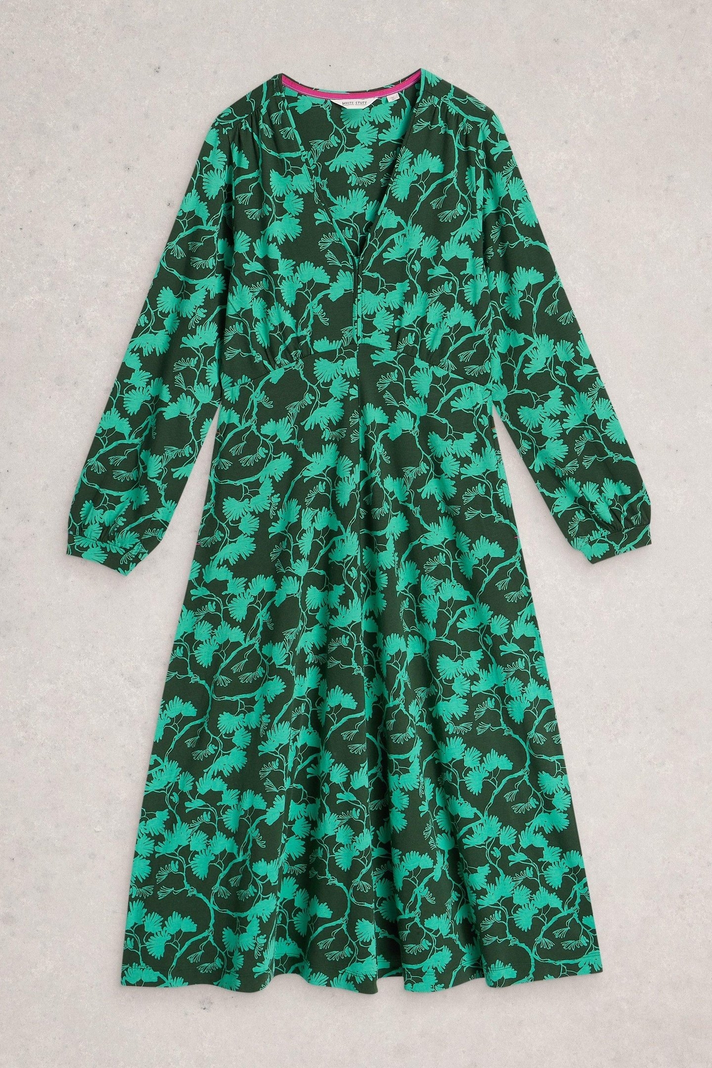 MEGAN JERSEY DRESS GREEN PRINT 3