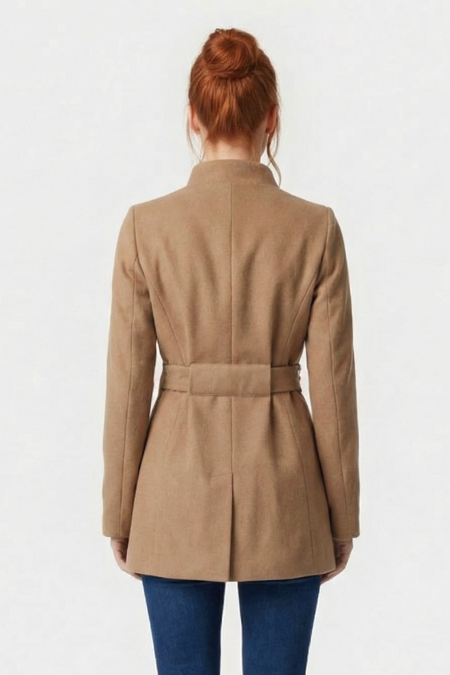 PLATFORM FELT CROSSOVER COAT CAMEL 2