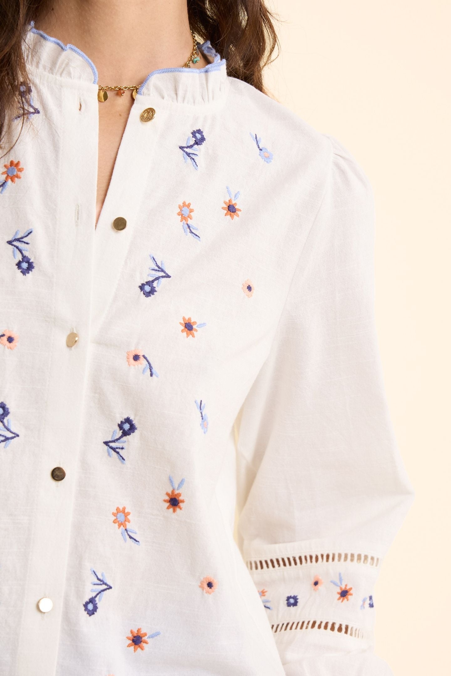 OFF-WHITE BLOUSE EMBROIDERED WITH FLOWERS MULTICO 7