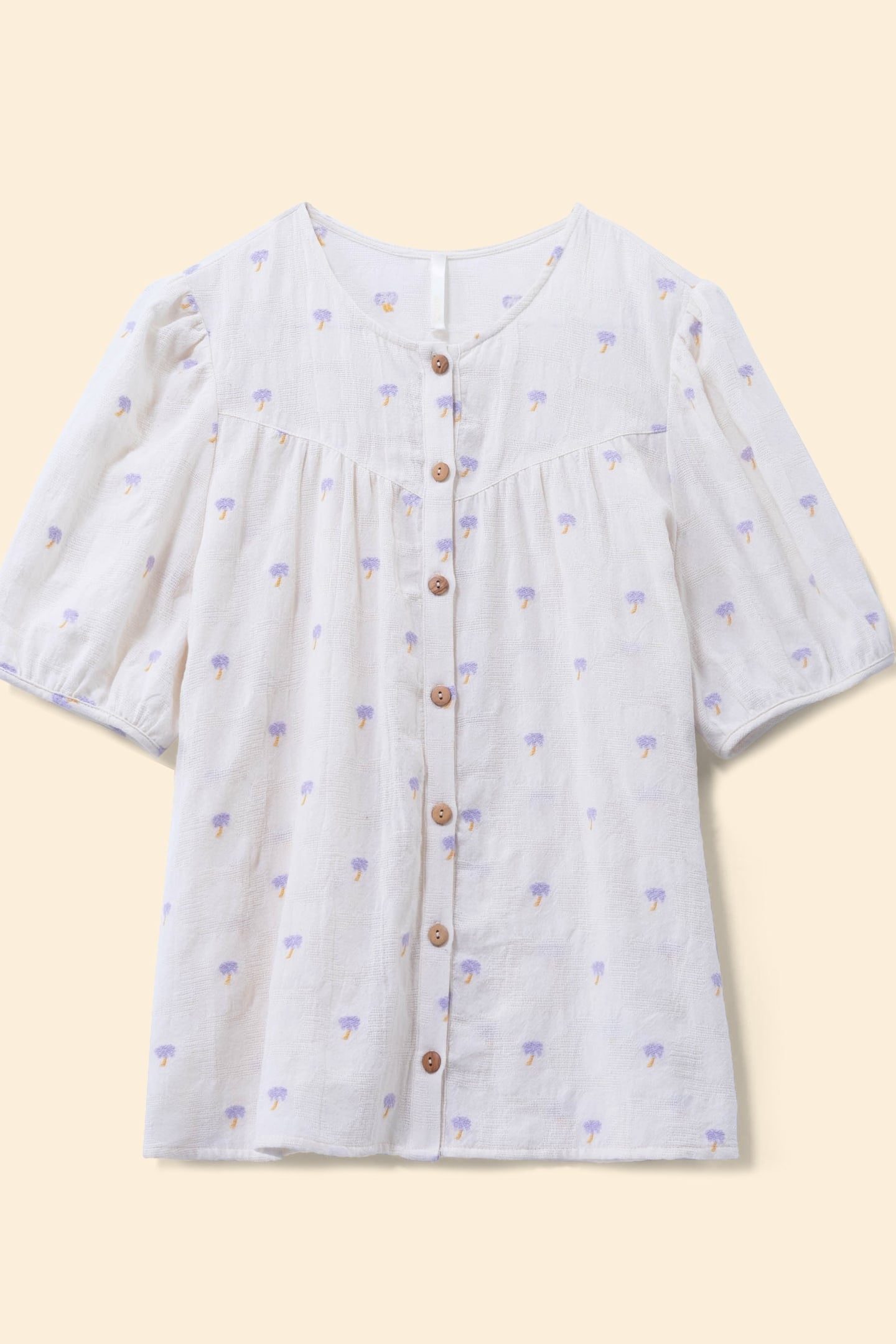 ECRU JACQUARD T-SHIRT WITH PALM TREE EMBROIDERY ECRU 8