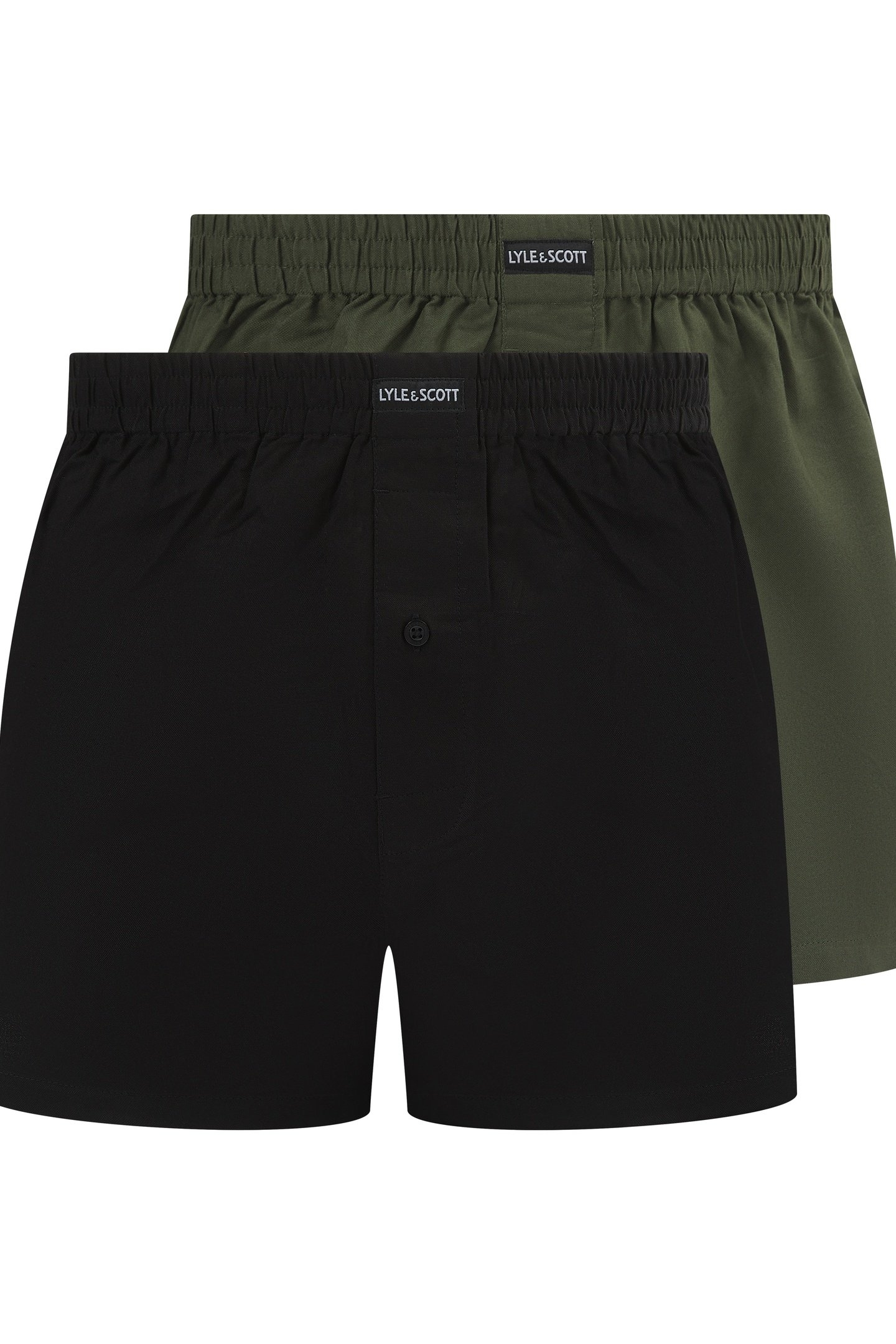 BUSBY 2 PACK COTTON BOXER SHORT BLACK/CLIMBING IVY 1