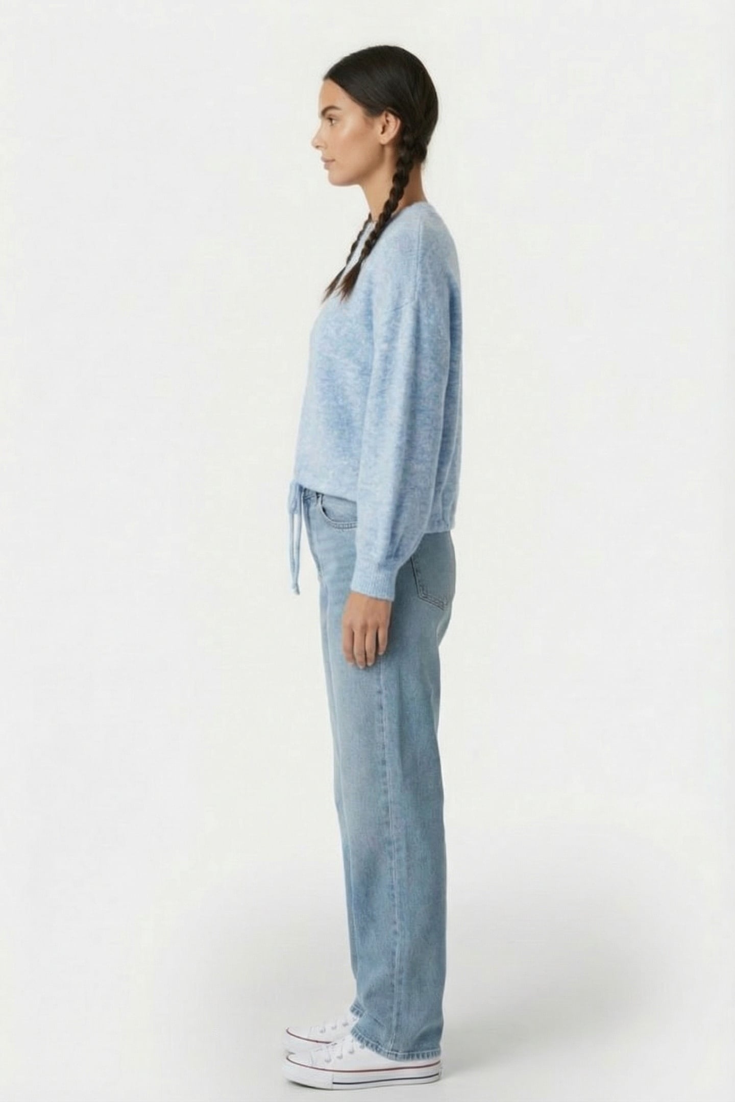 PUFF SLEEVE SWEATER WOOL ELASTANE BLEND KNIT POWDER BLUE 3