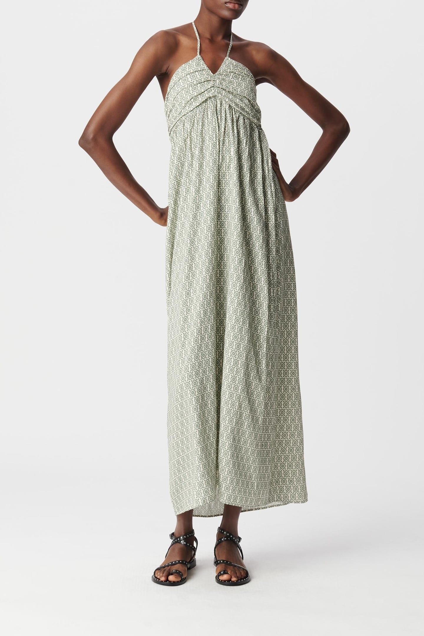 GREEN LONG DRESS LENZING™ ECOVERO™ ETHNIC 1