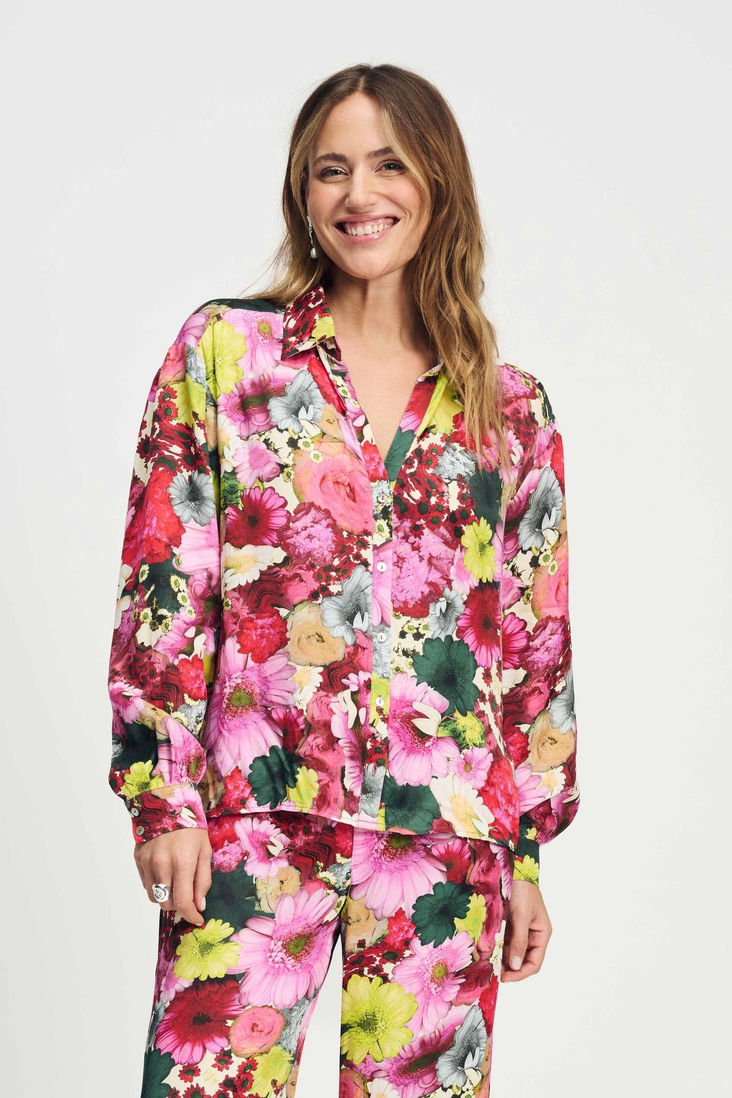 BLOUSE - SATIN LOVE BOUQUET MULTI COLOUR 1