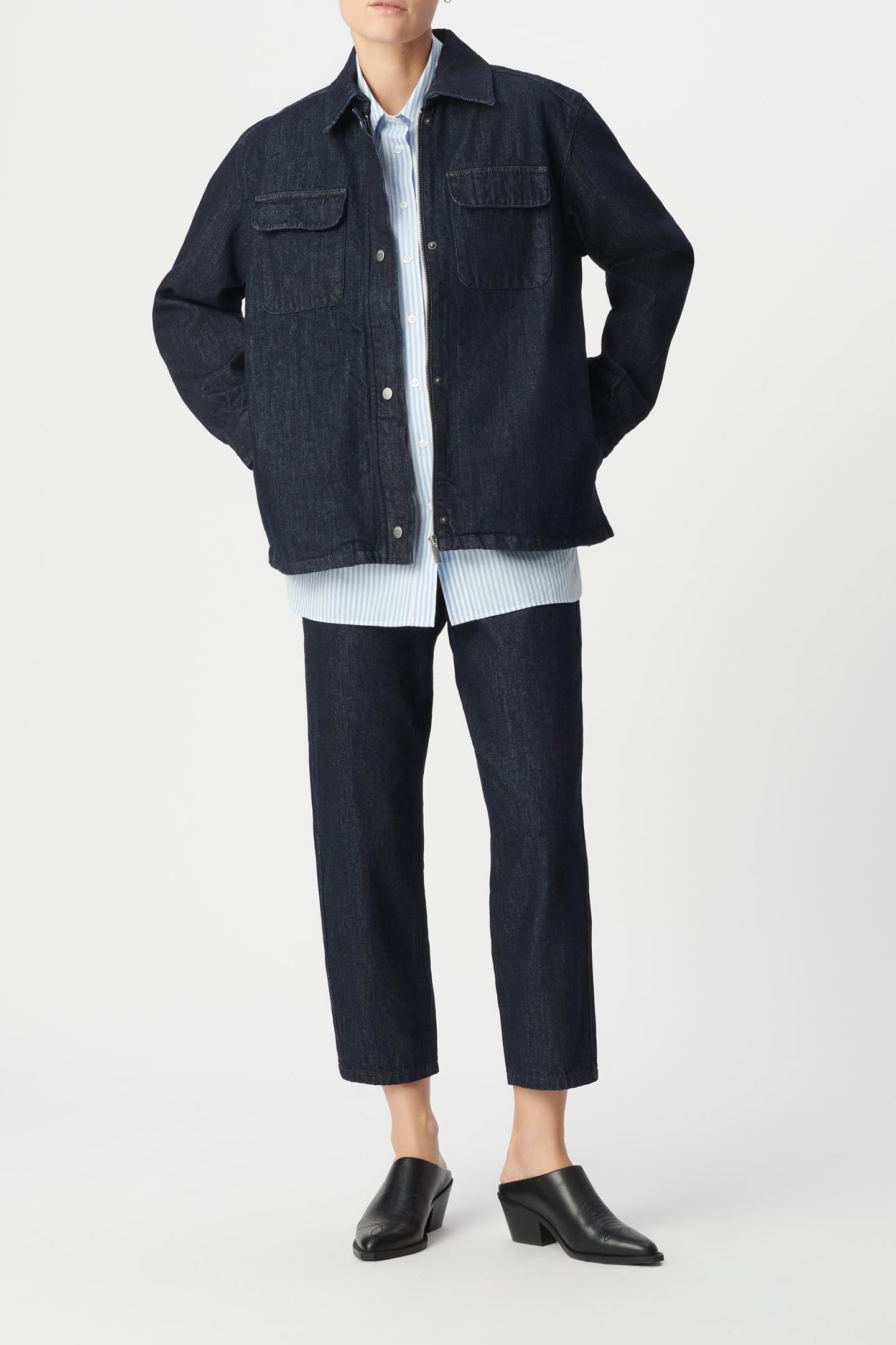 ZIPPED SAHARIENNE IN RAW DENIM AND RECYCLED COTTON 1