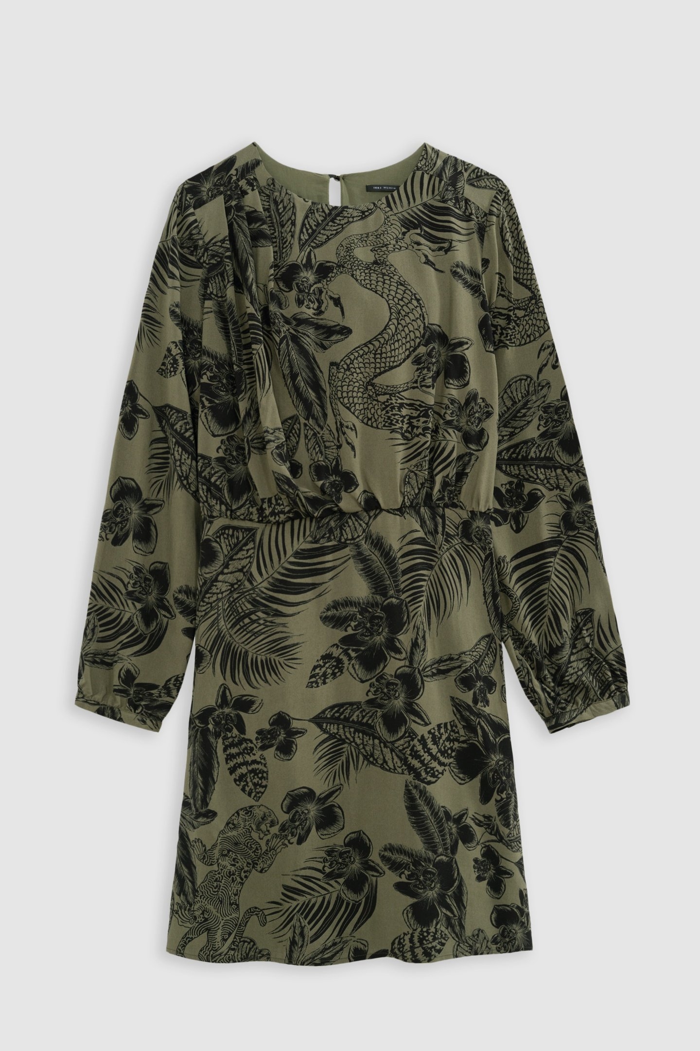 KHAKI LENZING™ ECOVERO™ MAXI JUNGLE DRESS 3