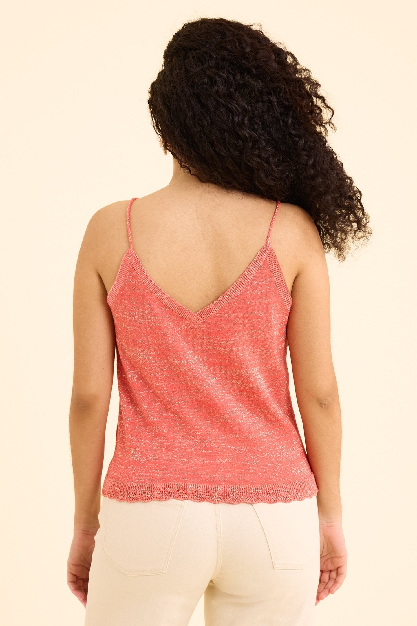 PINK GLITTERY KNIT STRAPPY TOP CURRANT 3