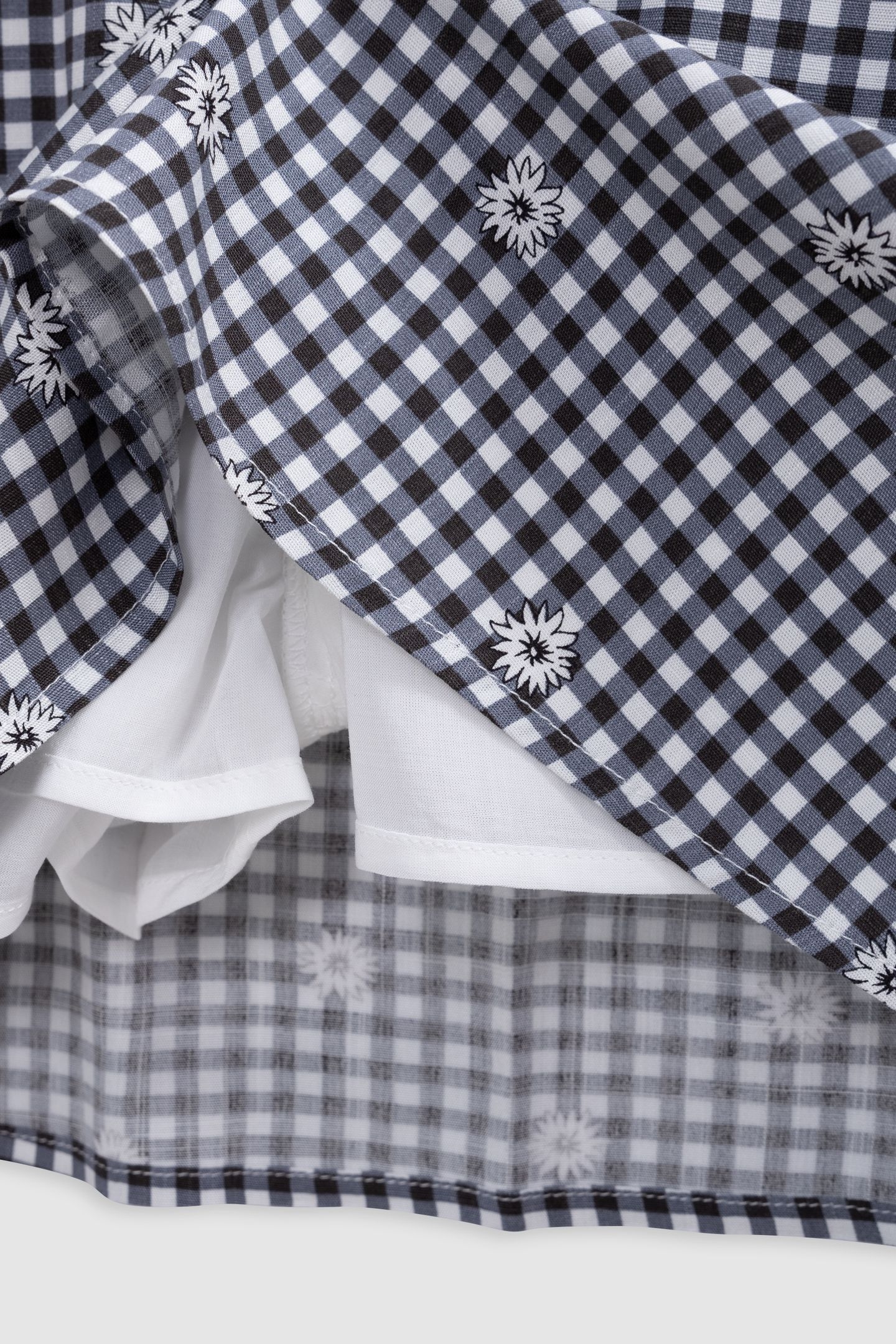 BLACK GINGHAM AND FLORAL PRINT SKORT 5