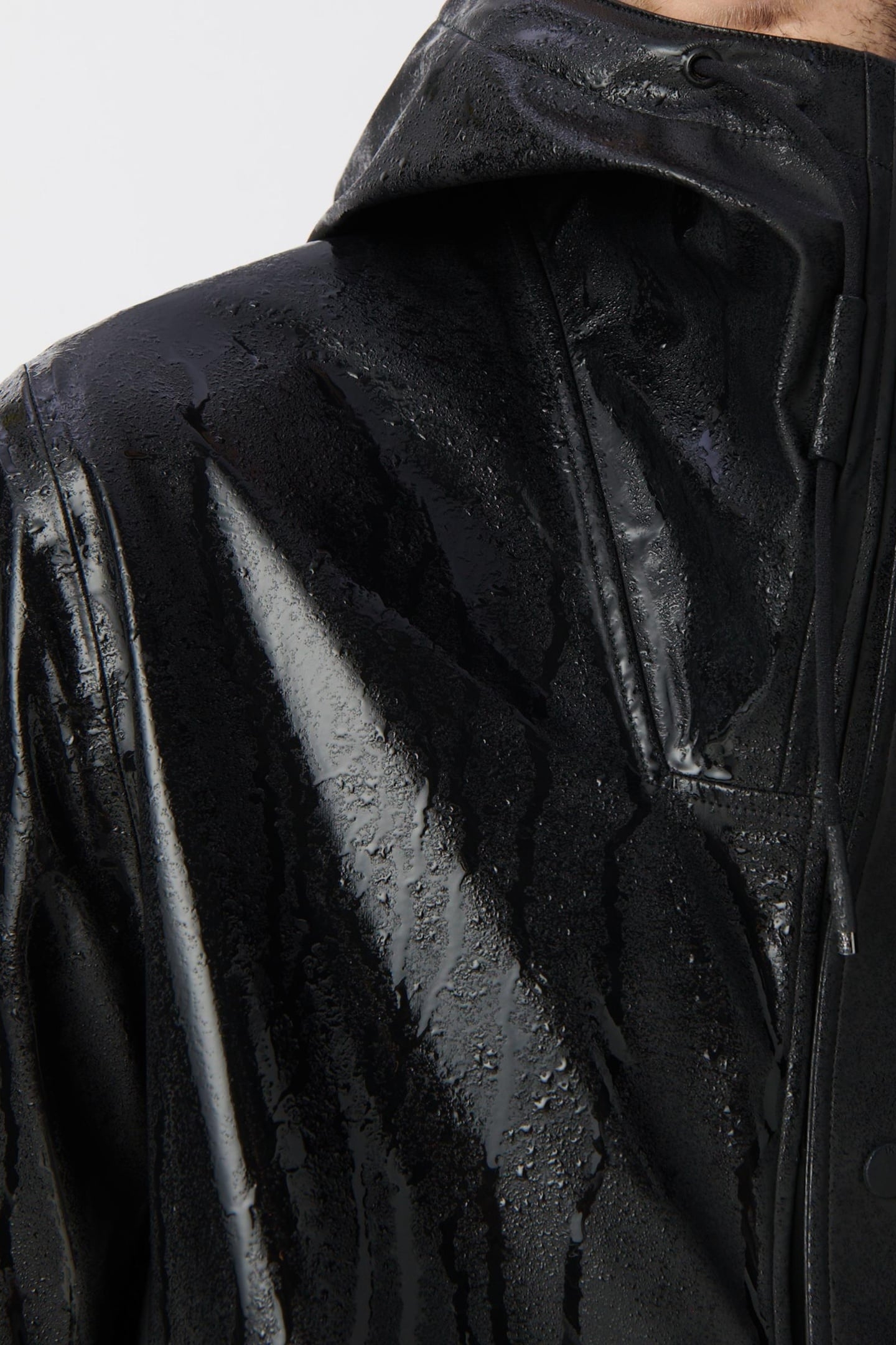 BLACK RUBBER NYLON HOODED JACKET 8