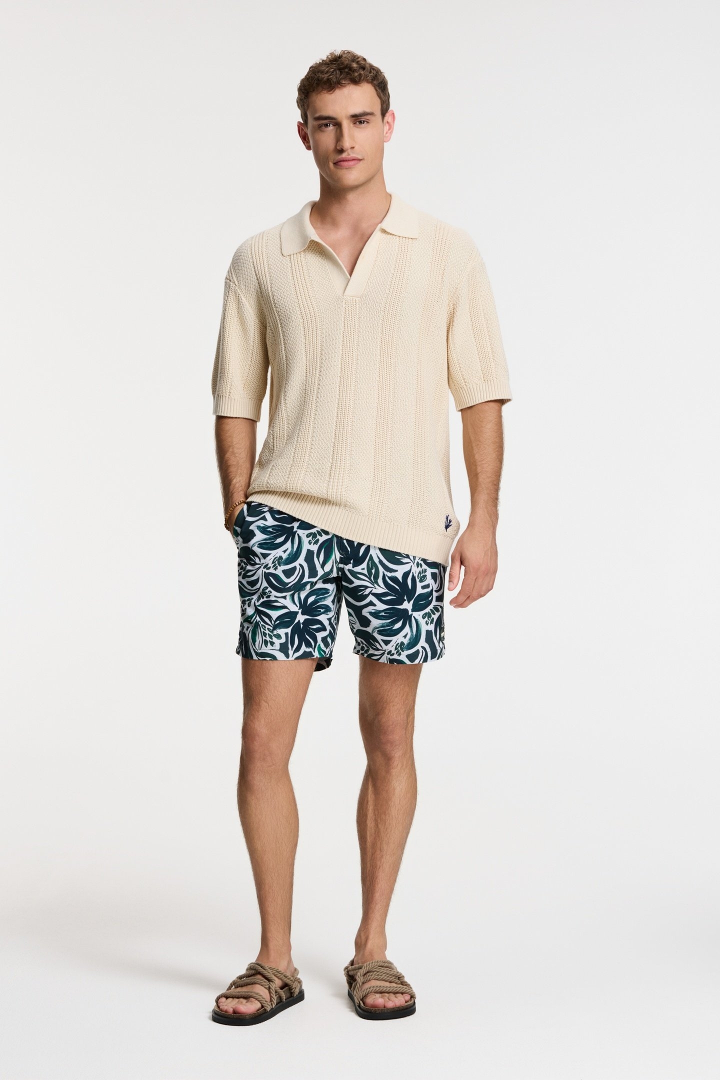 PITT KNITTED POLO SOLID BEIGE 2