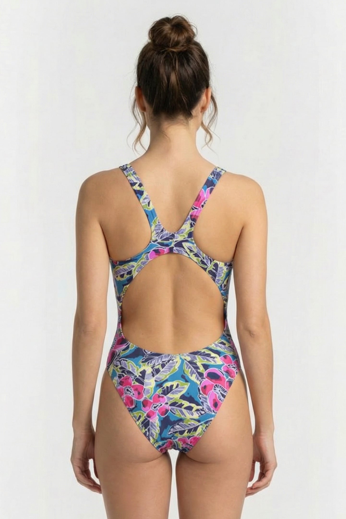 W TROPICAL SKETCH SWIM TECH ONE PIECE GREEN MULTI 2