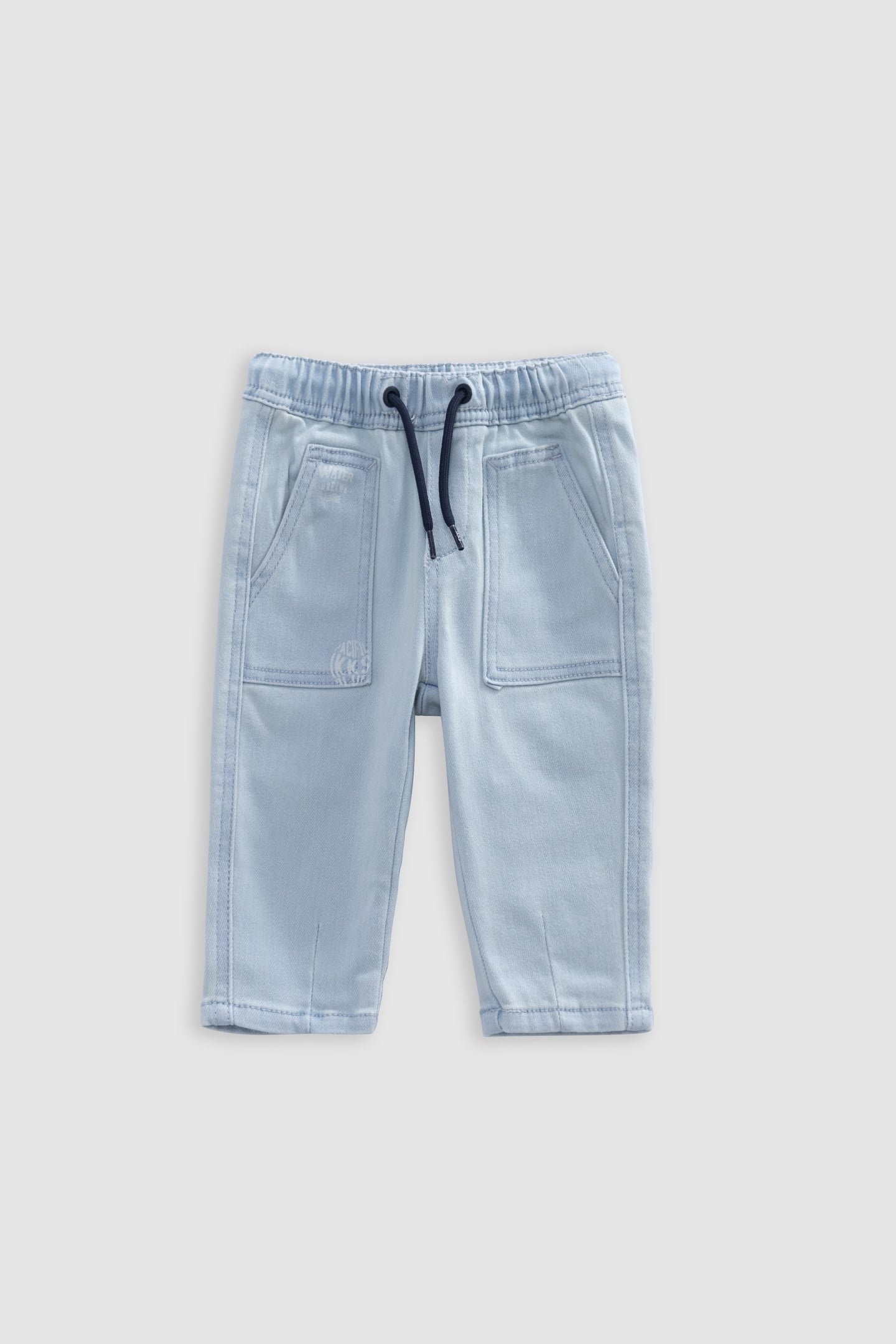 BLUE MAXI JEANS WITH ELASTICATED WAISTBAND AND POCKETS 1