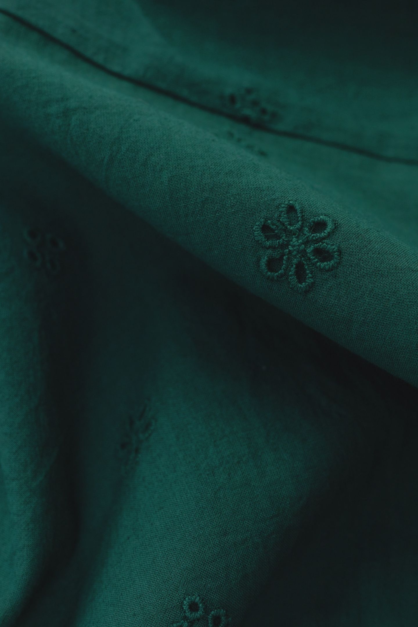 GREEN TOP EMBROIDERY ANGLAISE DOUBLE-BREASTED BUTTONING GREE 8