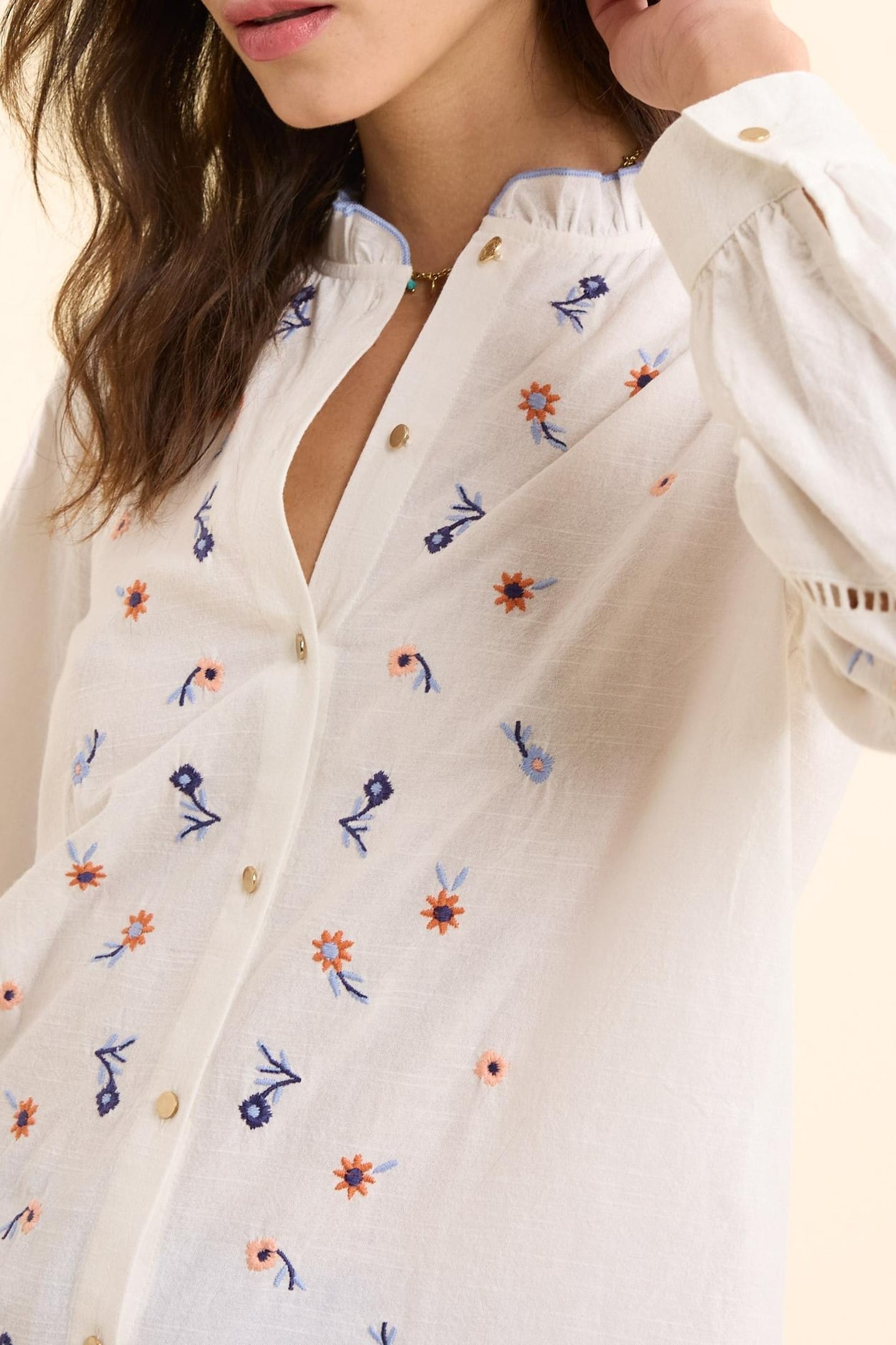 OFF-WHITE BLOUSE EMBROIDERED WITH FLOWERS MULTICO 6