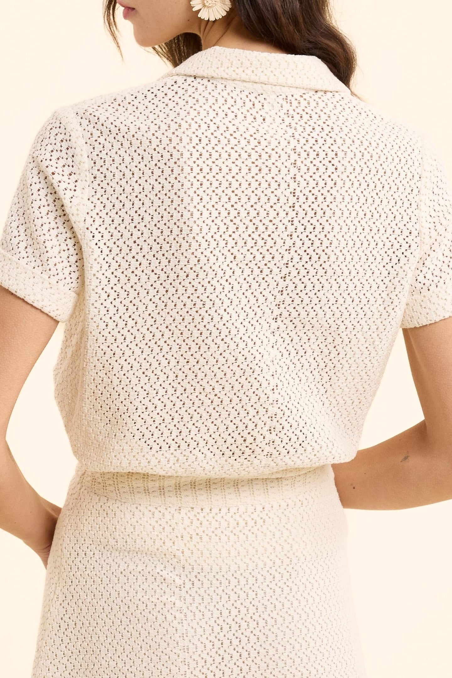 SHORT-SLEEVED ECRU LACE SHIRT ECRU 4