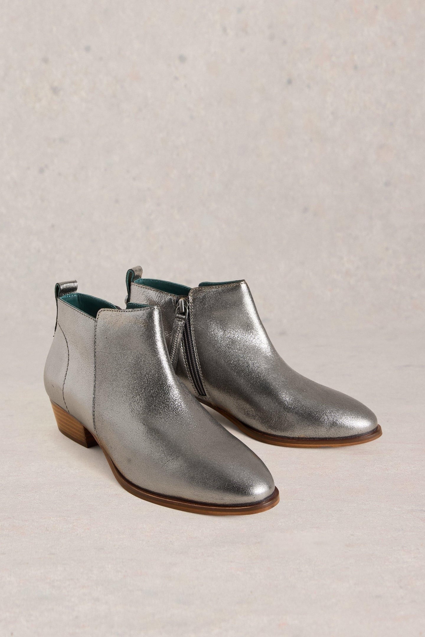 WILLOW LEATHER ANKLE BOOT PEWTER METALLIC 1