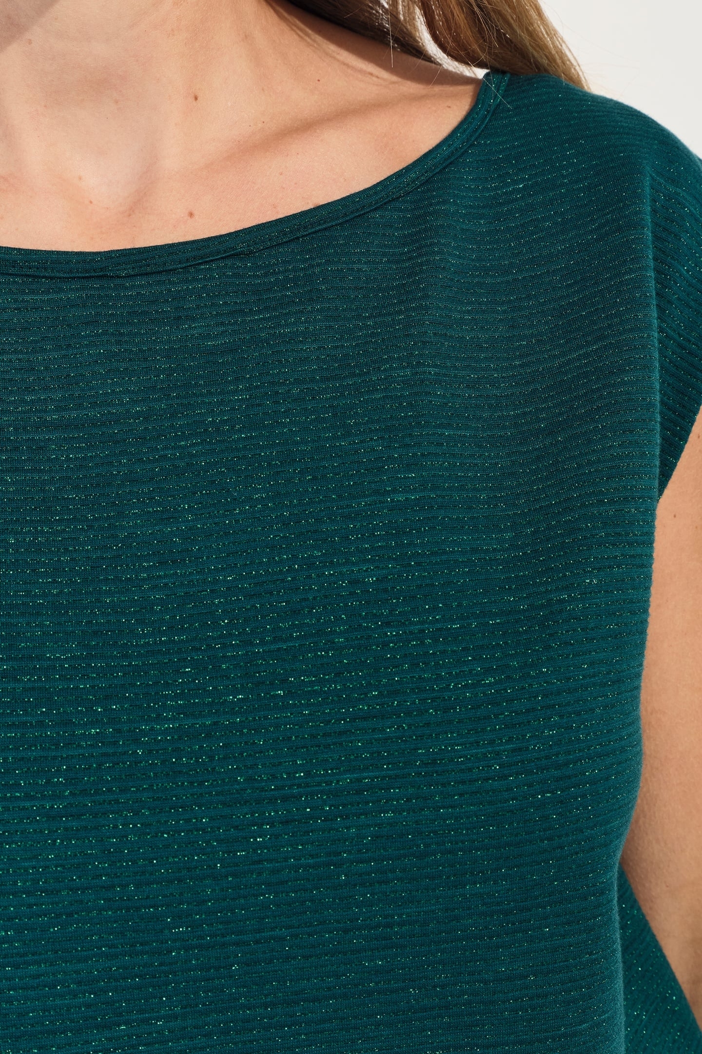 MAFALDA - GREEN T-SHIRT WITH FINE LUREX STRIPES 6