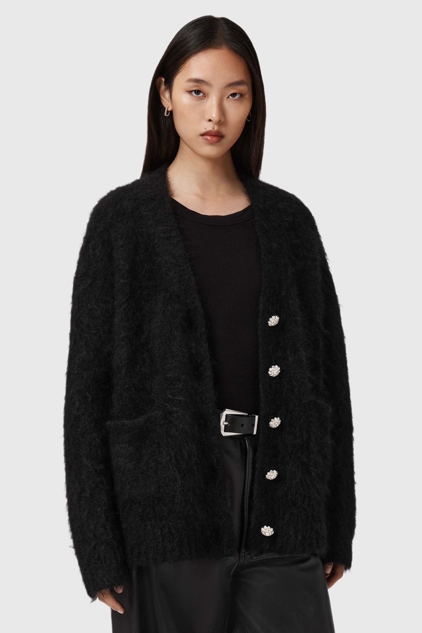 RUBI EMB CARDI BLACK 1