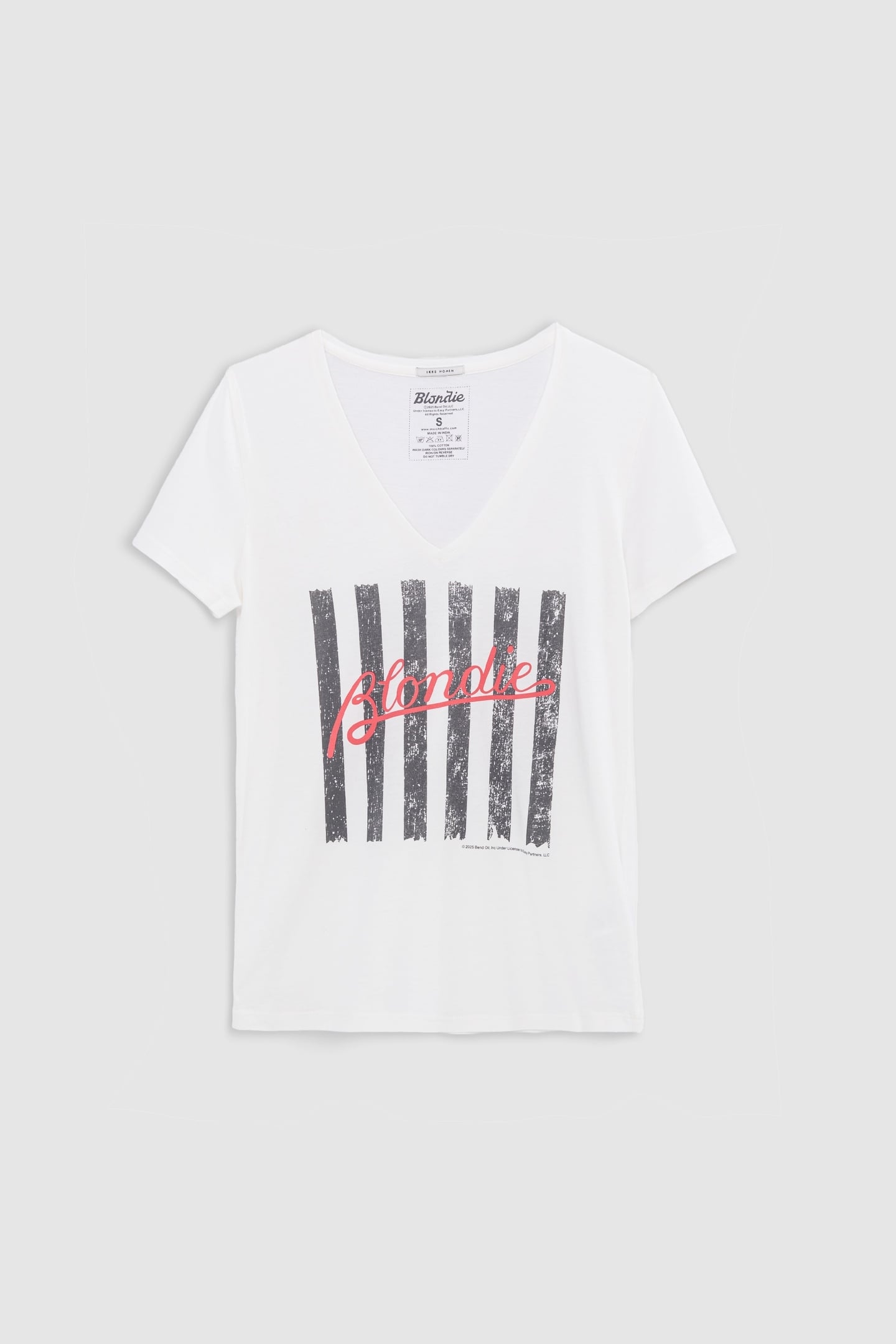 WHITE TEE-SHIRT WITH BLONDIE MESSAGE AND STRIPES 5
