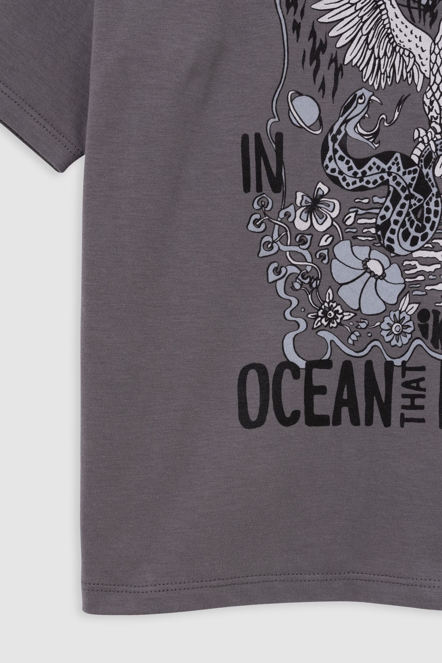 GIRL'S VISUAL EAGLE T-SHIRT IN GREY ORGANIC COTTON 4