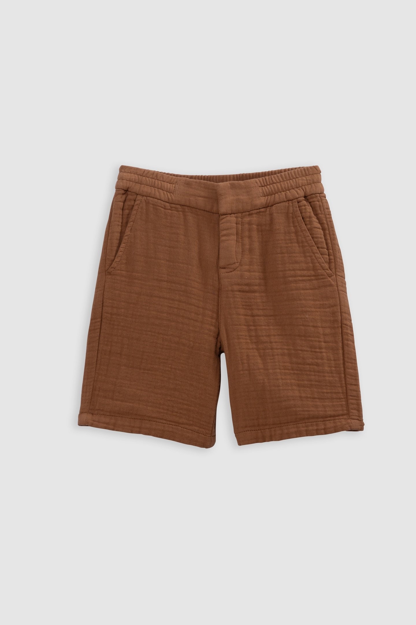 BERMUDA SHORTS JOGGER LOOSE COGNAC COTTON GAUZE 1