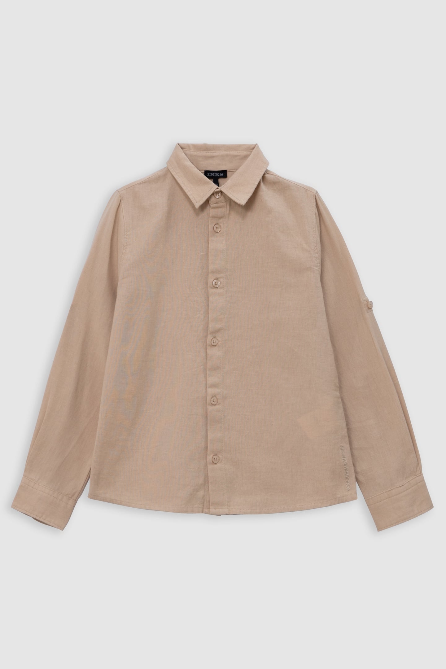 BEIGE COTTON AND LINEN MIX SHIRT 1