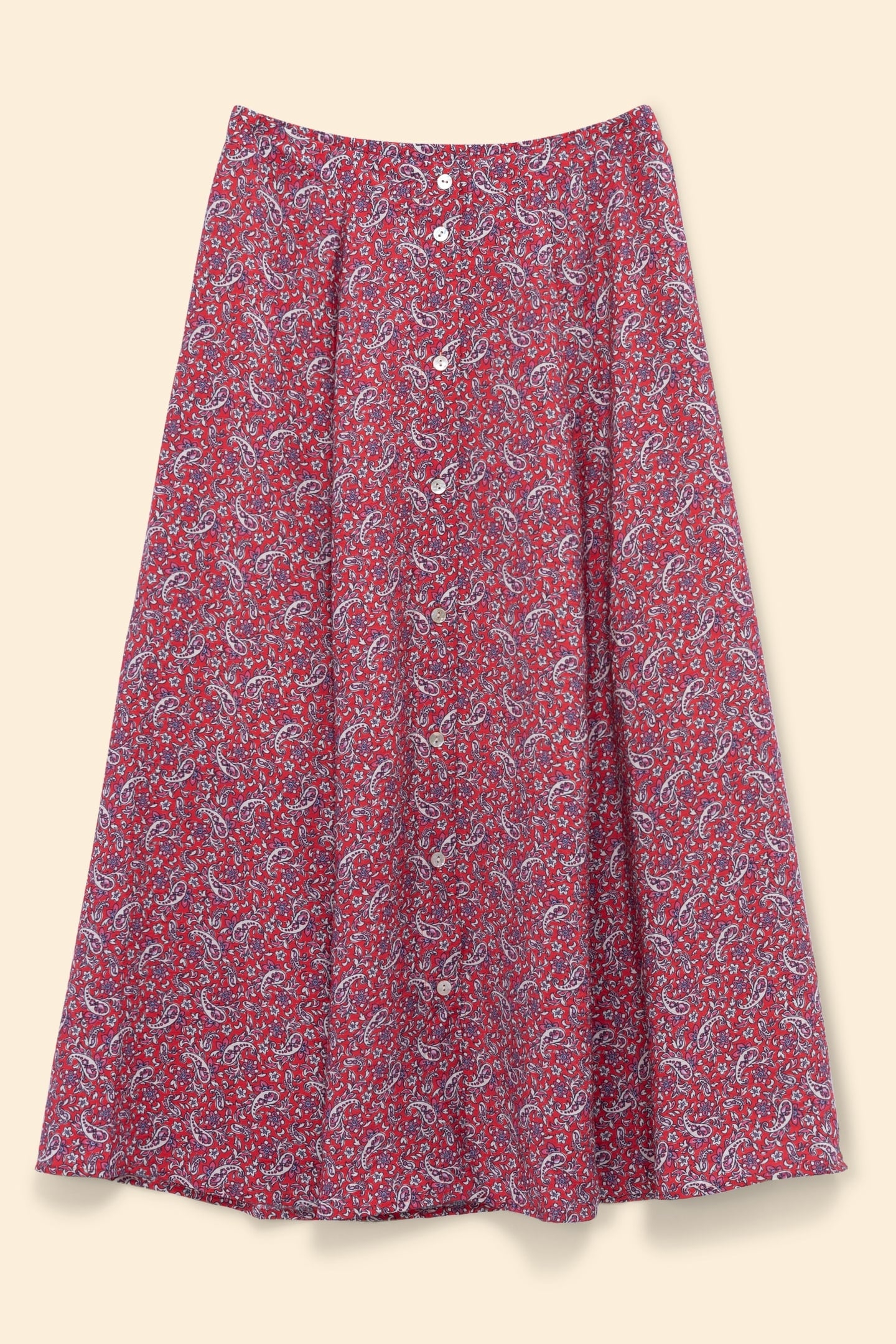 RED PAISLEY PRINT MIDI SKIRT CARMINE RED 5