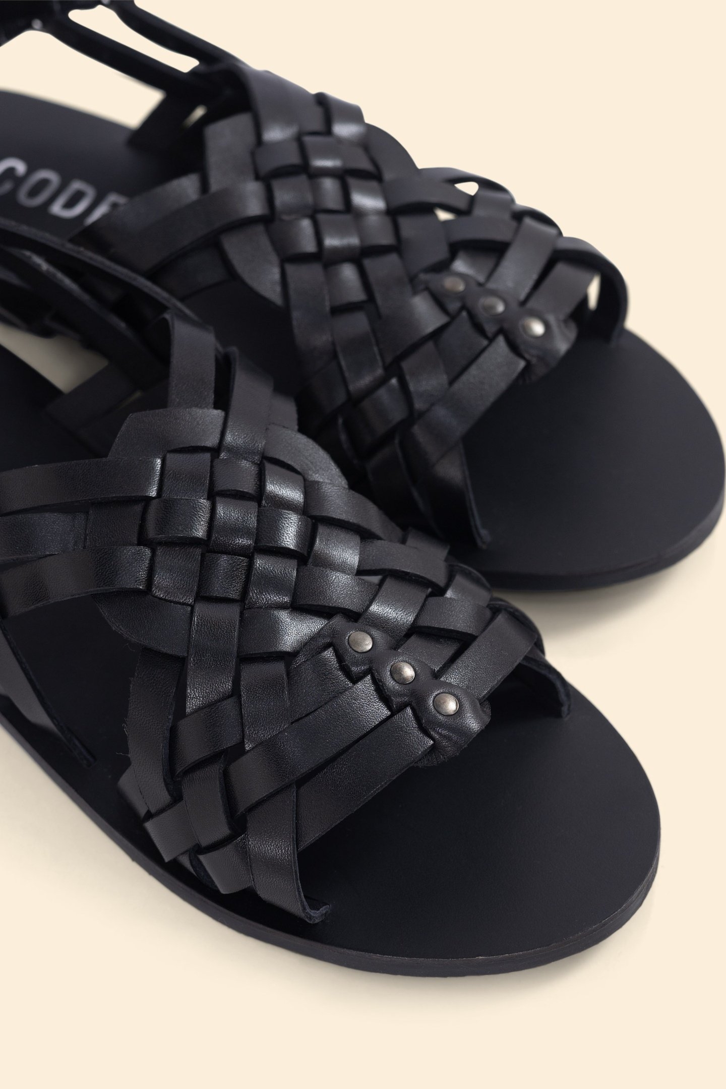 BLACK LEATHER SANDALS WITH BRAIDED STRAPS BLACK 4