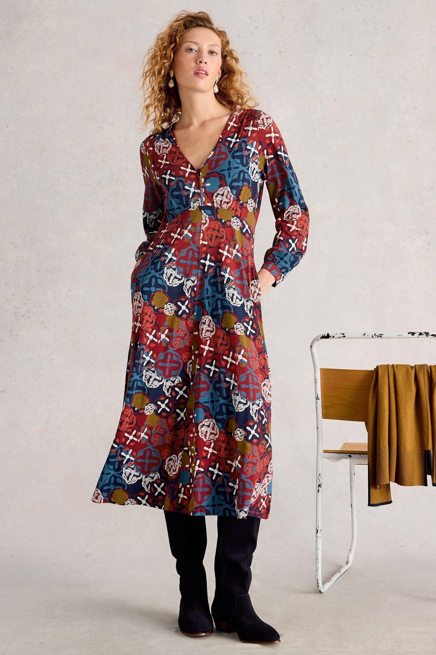 MEGAN JERSEY DRESS CHARTREUSE MULTI 1