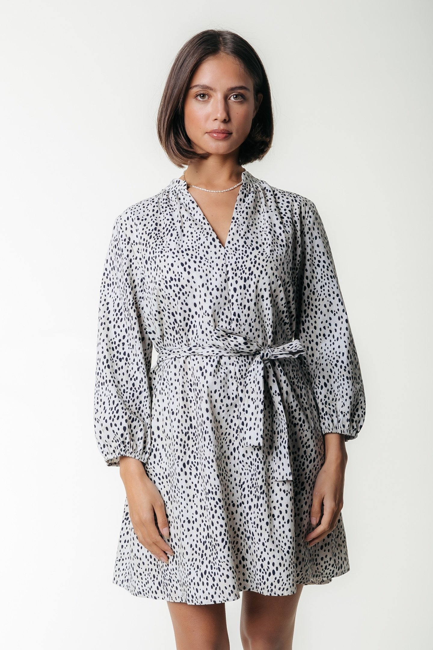 LIZE CHEETAH SHIRT MINI DRESS SS BEIGE 1