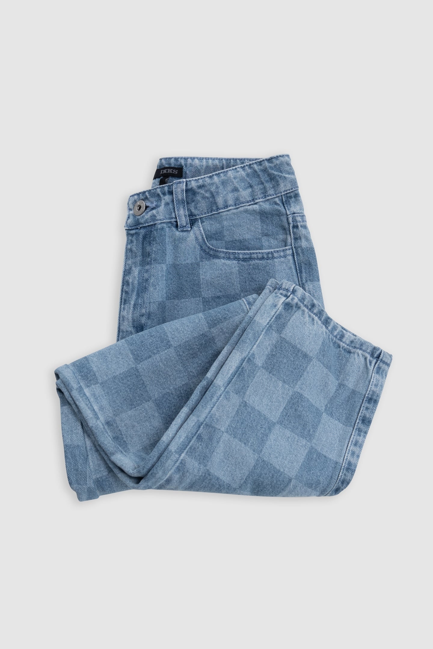 MOM BLUE WATERLESS CHECKERBOARD JEANS 3