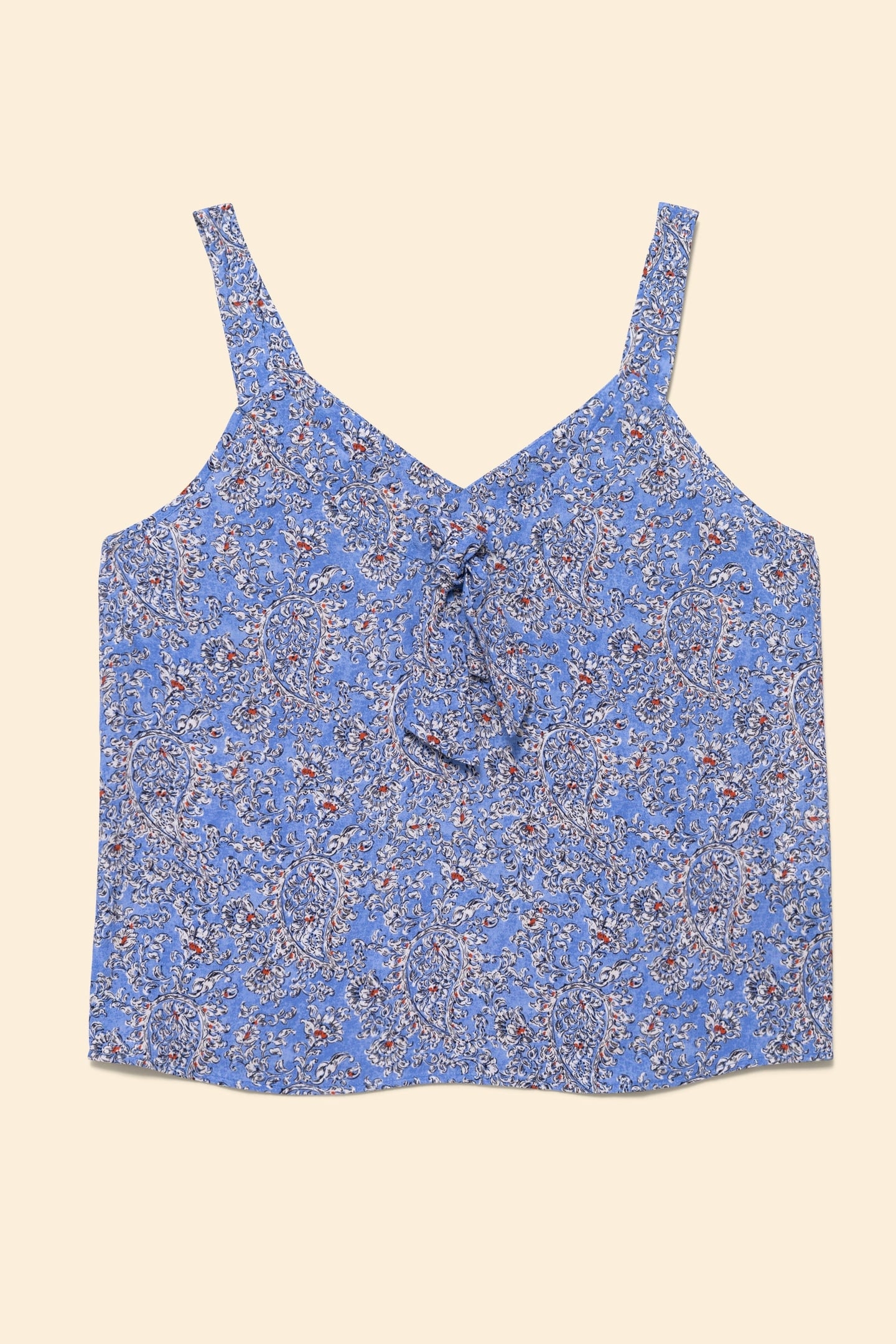 BLUE TOP WITH BOW AND FLORAL PAISLEY PRINT BLUE CERULEUM 5