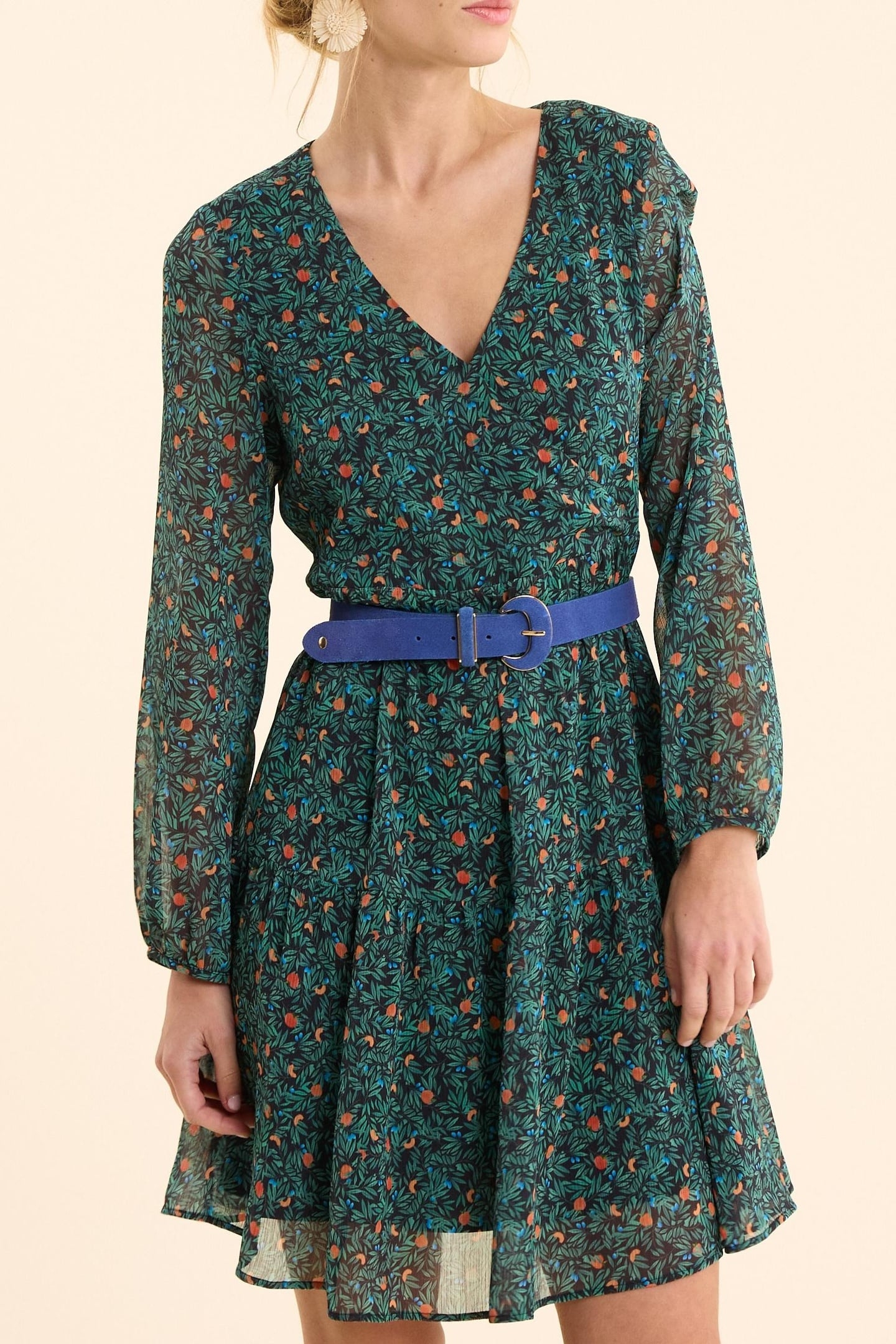 GREEN DRESS WITH SUMMER FRUIT PRINT GREEN 3