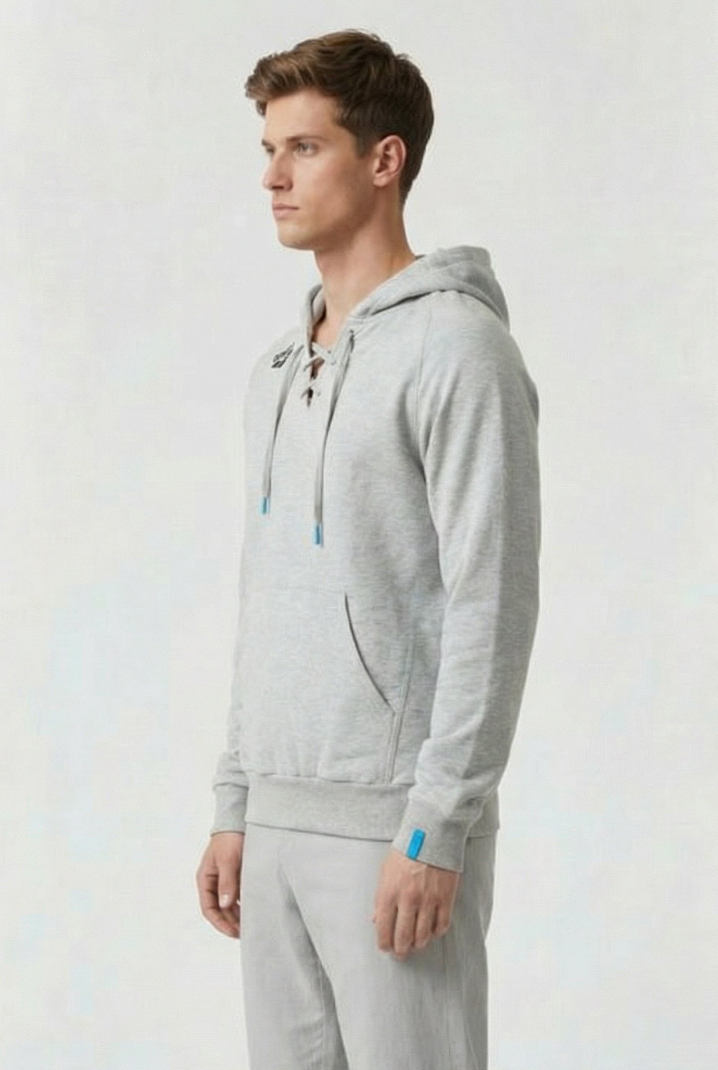 UNISEX TEAM HOODED SWEAT LACED MEDIUM GREY HEATHER-LACE 6