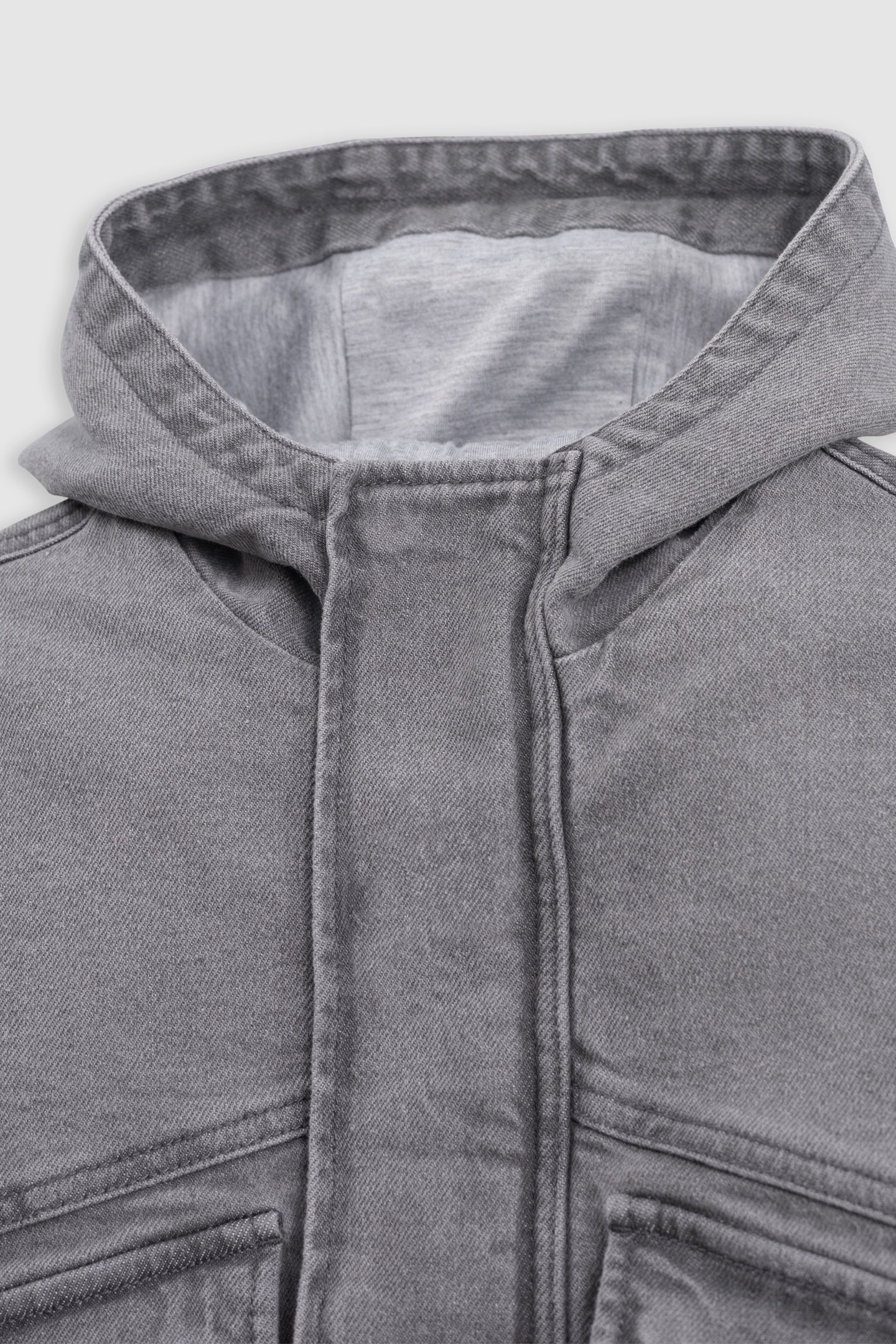 GREY DENIM JACKET WITH HOOD 4