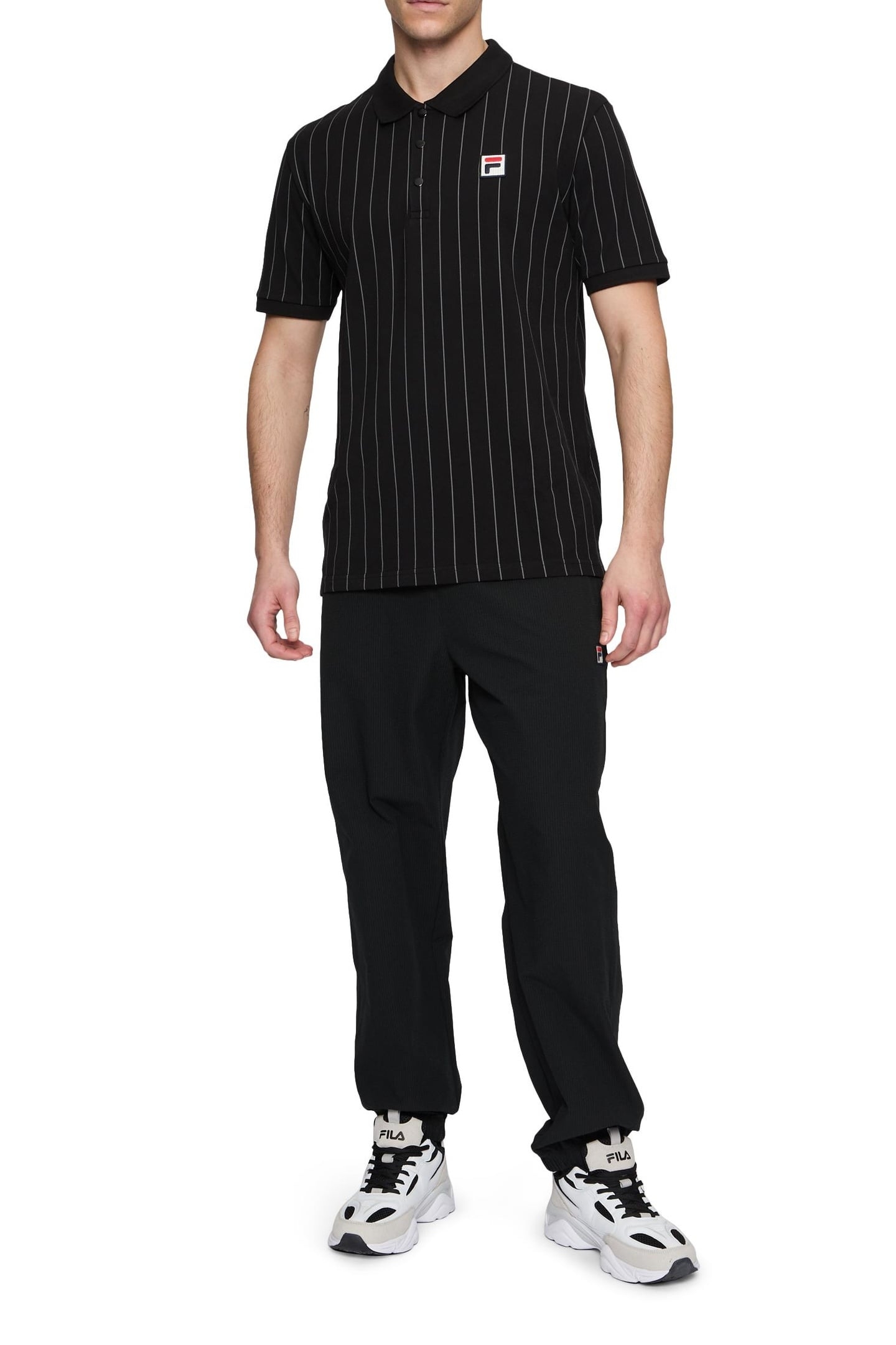LINTER STRIPED POLO SHIRT BLACK/IRON GATE STRIPED 1