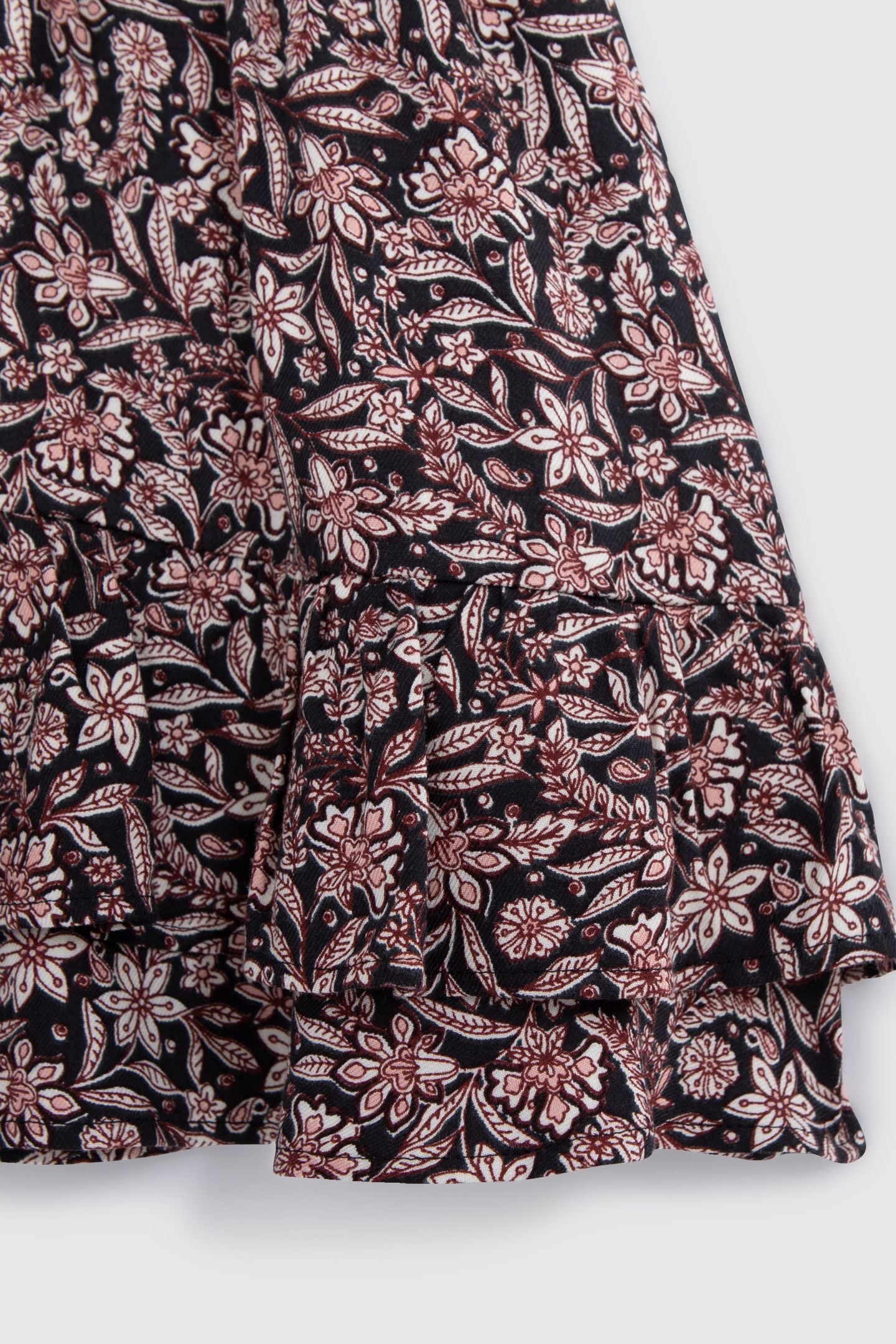 BLACK BAROQUE FLORAL PRINT SKIRT FOR GIRLS 4