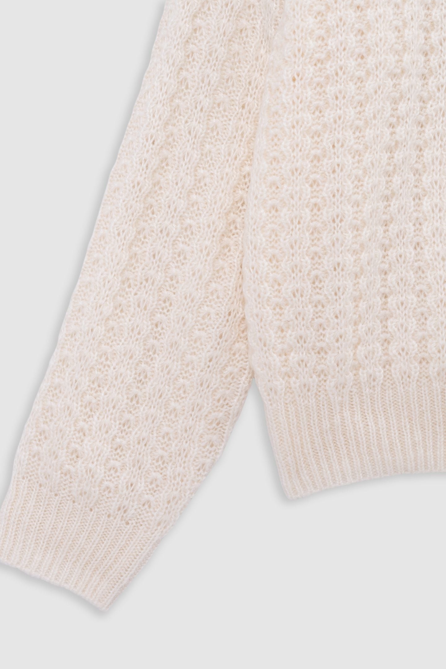 GIRL'S ECRU CARDIGAN WITH ZIPPER AND FANCY OPENWORK KNIT 4