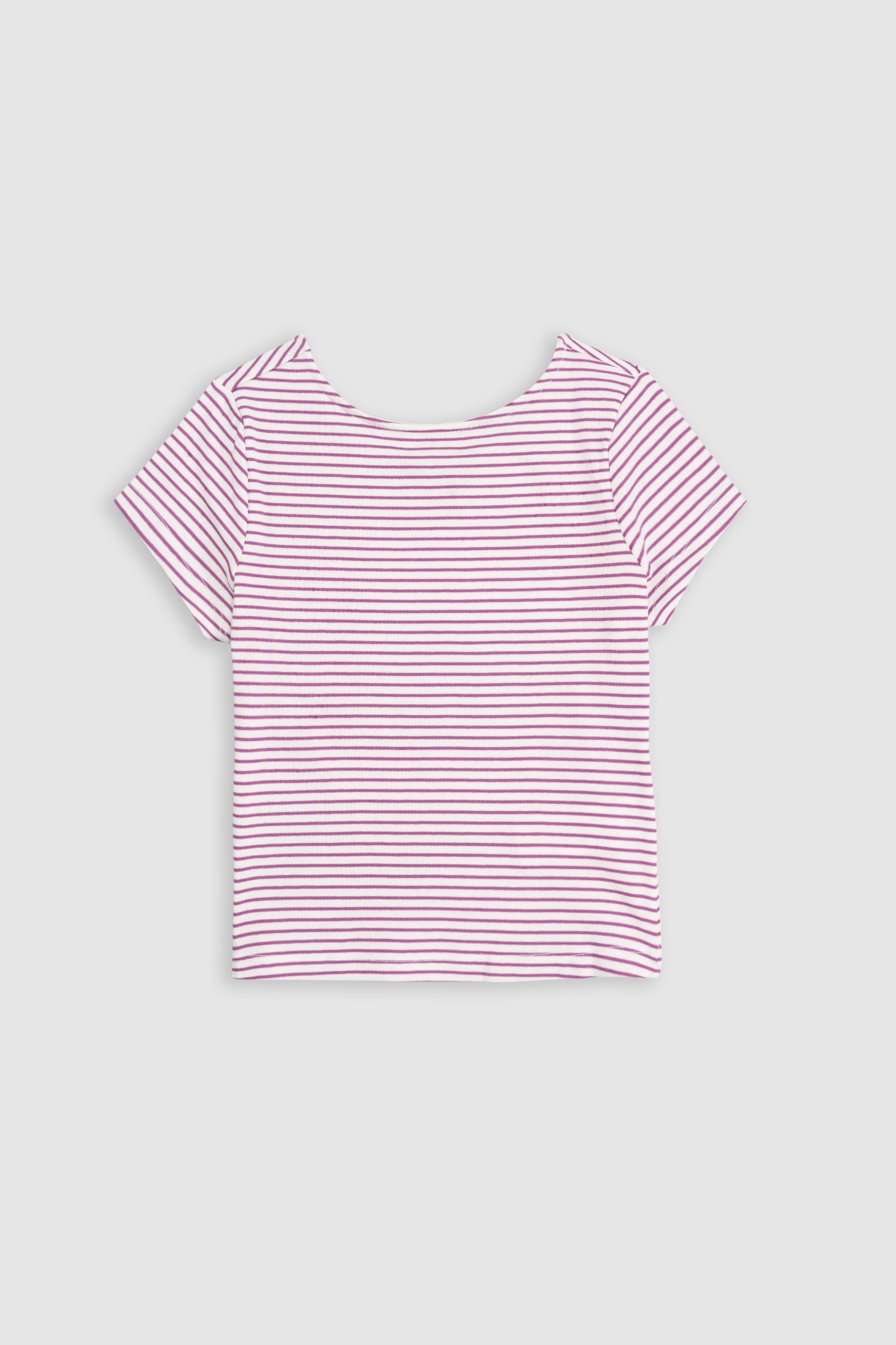 WHITE T-SHIRT WITH LIGHT PURPLE STRIPES 1