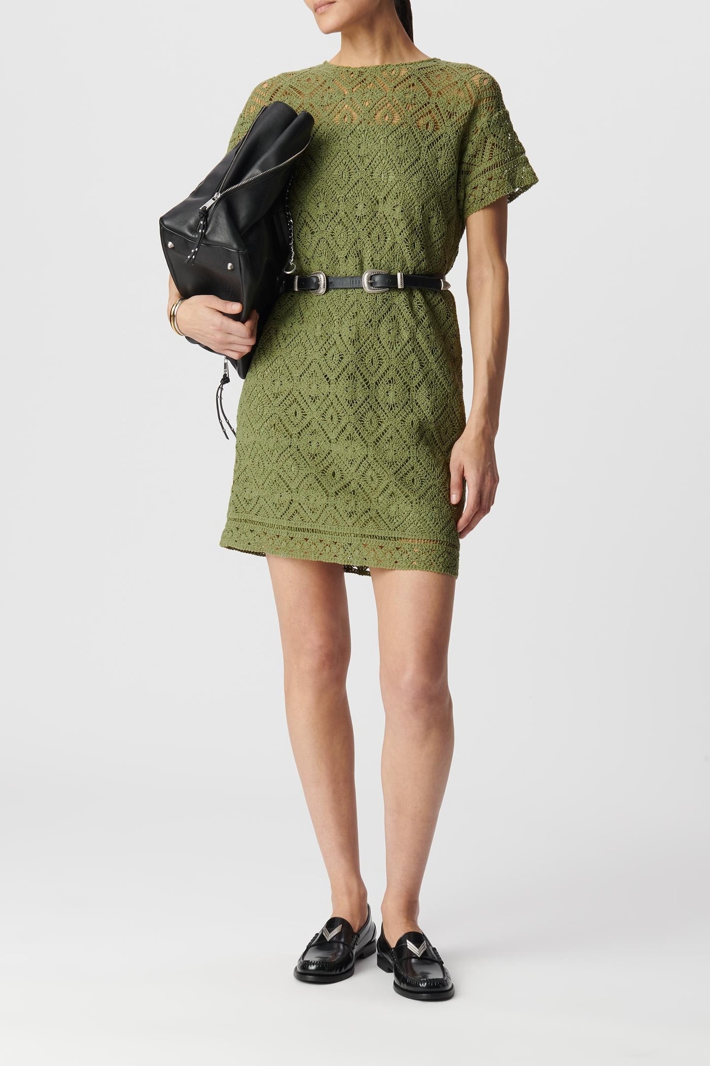 GREEN DRESS ORGANIC COTTON CROCHET LACE 3