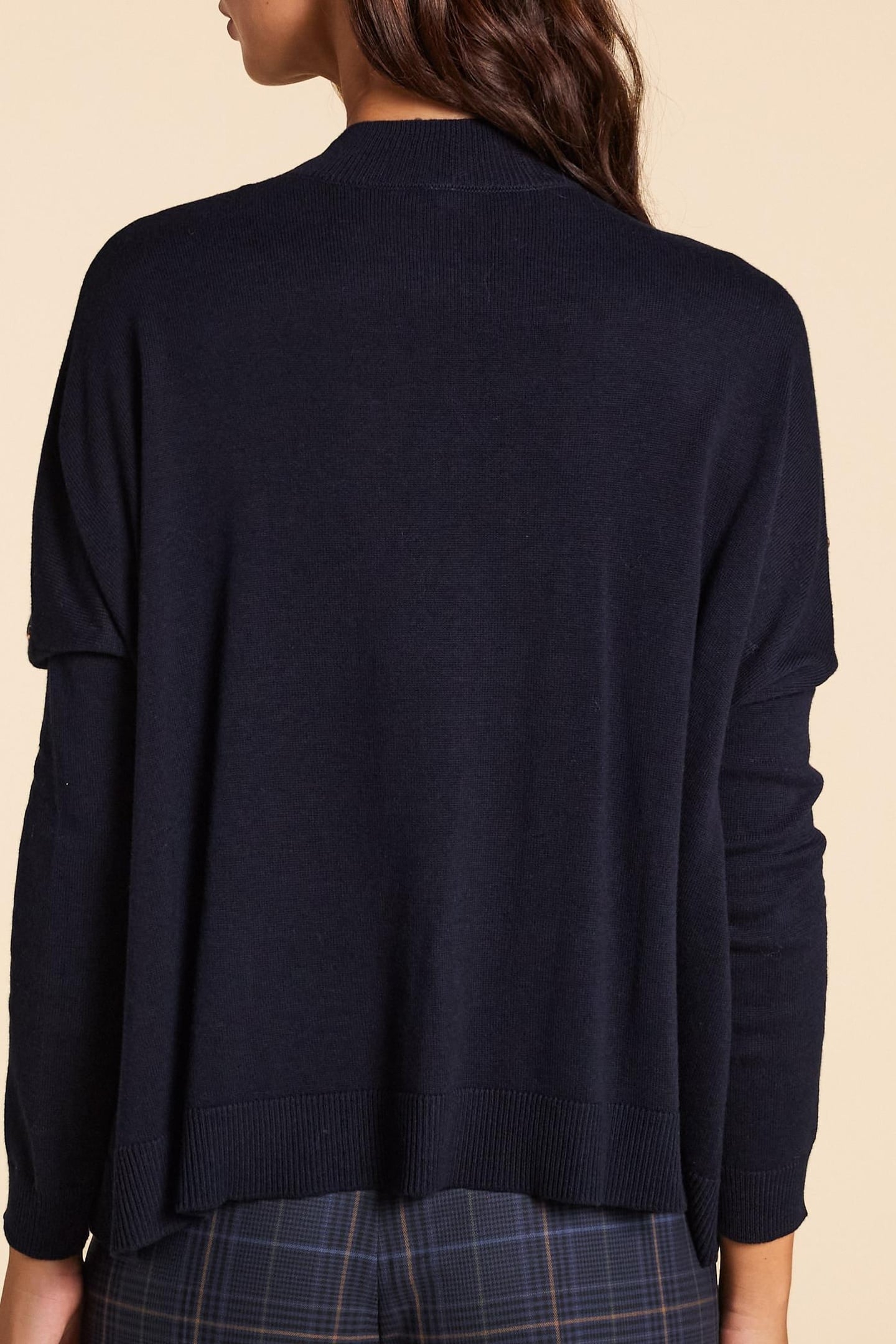 NAVY CAPE KNIT SWEATER DECORATIVE BUTTONS MARINE 3