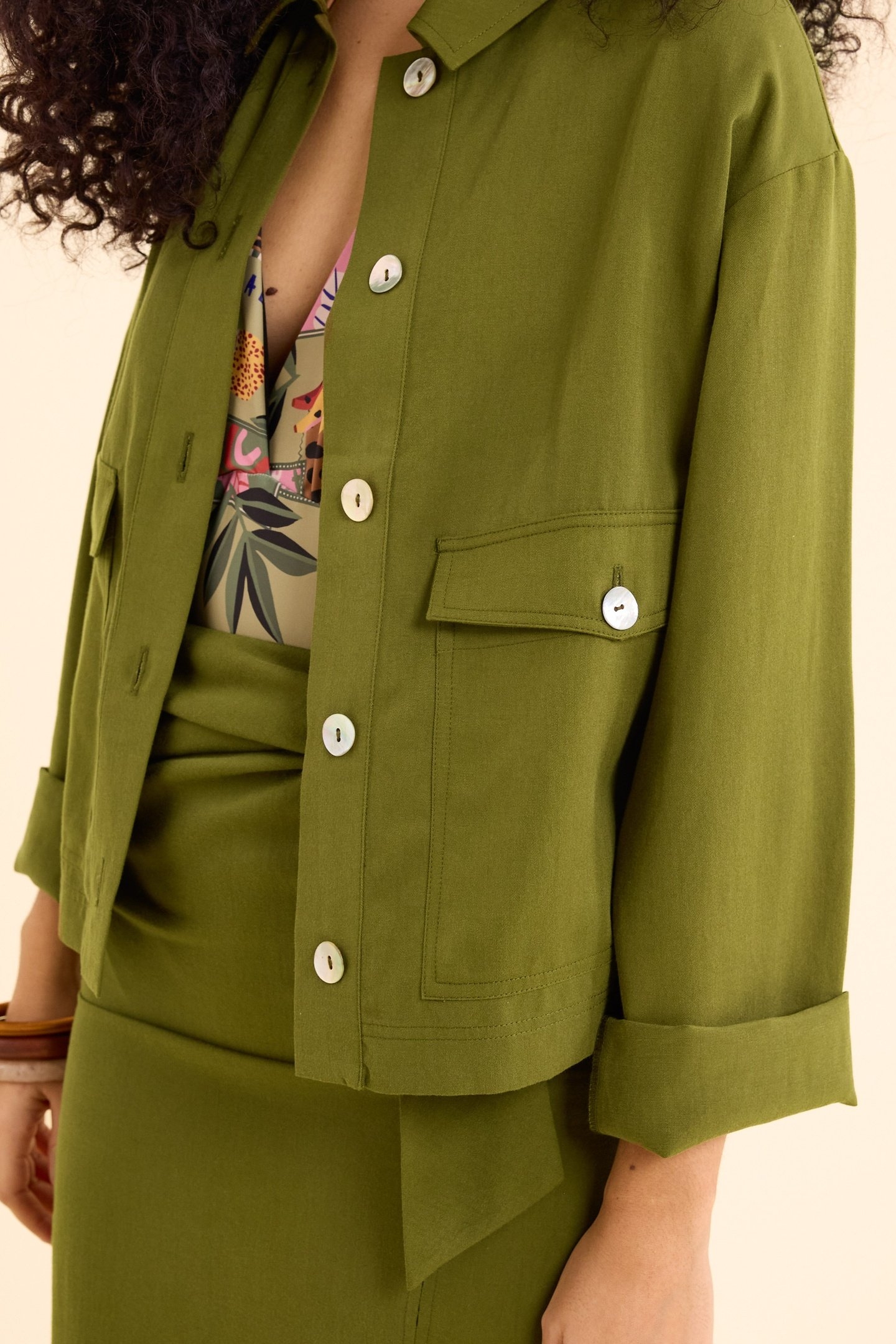 FLUID KHAKI JACKET WITH BUTTONED POCKETS KHAKI 5