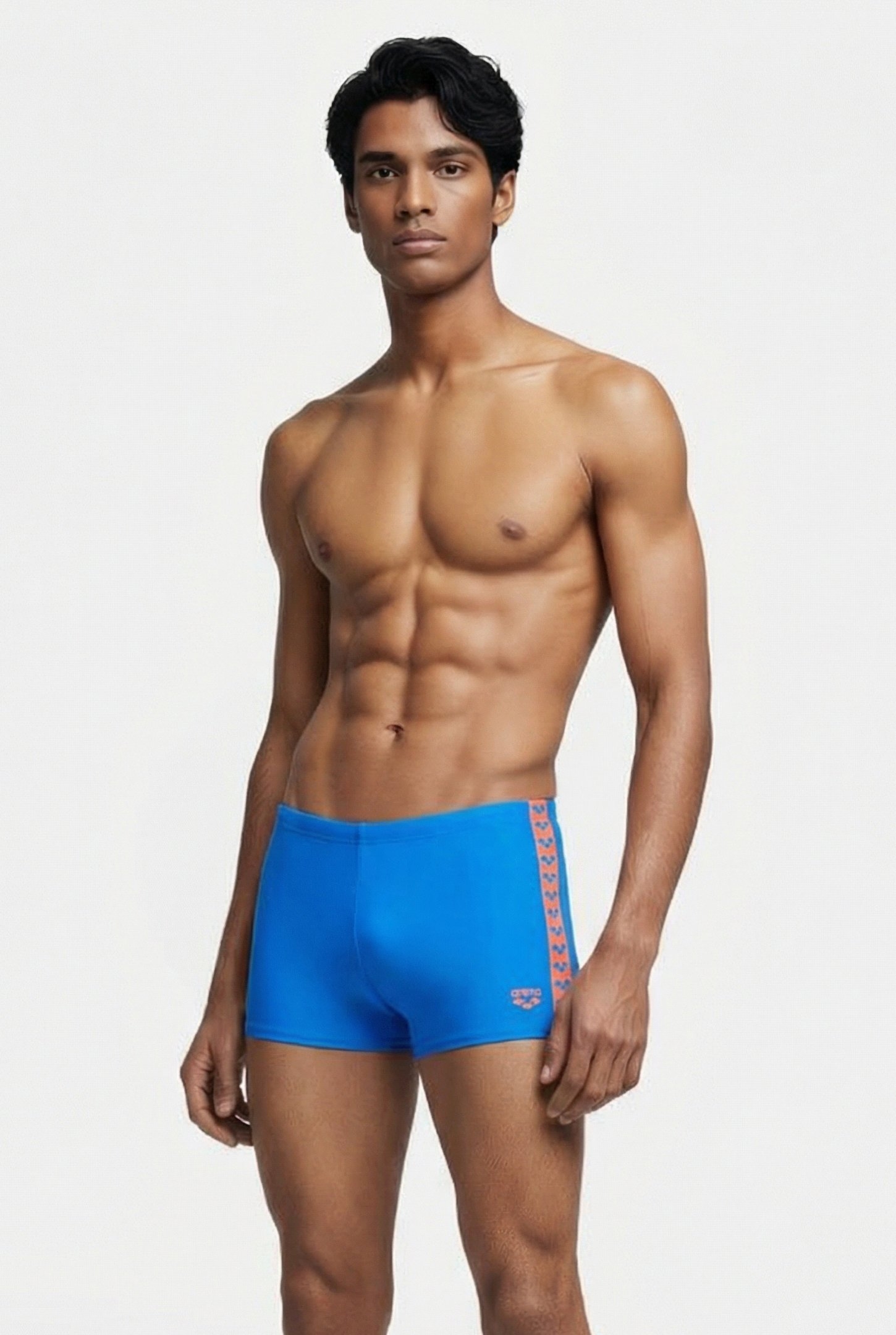 MEN'S ARENA ICONS SWIM SHORT SOLID BLUE CHINA CALYPSO CORAL 1