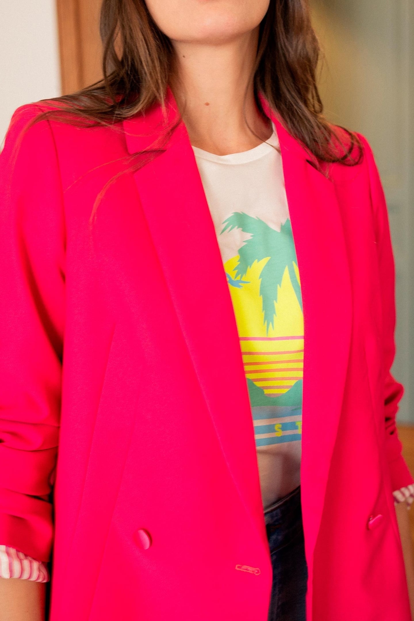 VILA - PINK DOUBLE-BREASTED SUIT JACKET 3