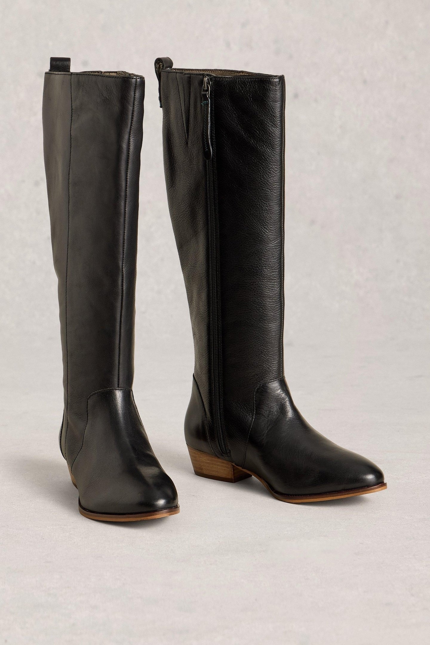 WILLOW LEATHER KNEE HIGH BOOT PURE BLACK 1
