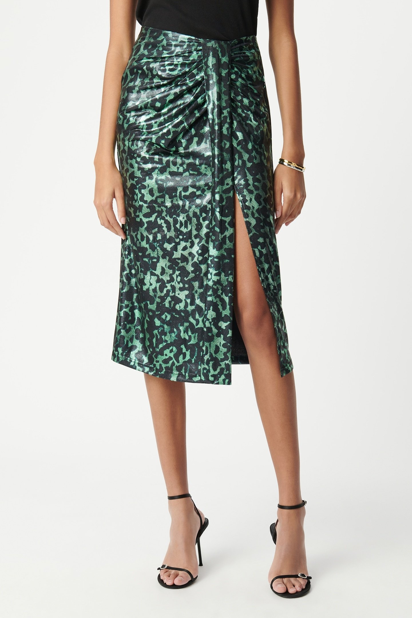 METALLIC CAMOUFLAGE PRINT GREEN SKIRT 2