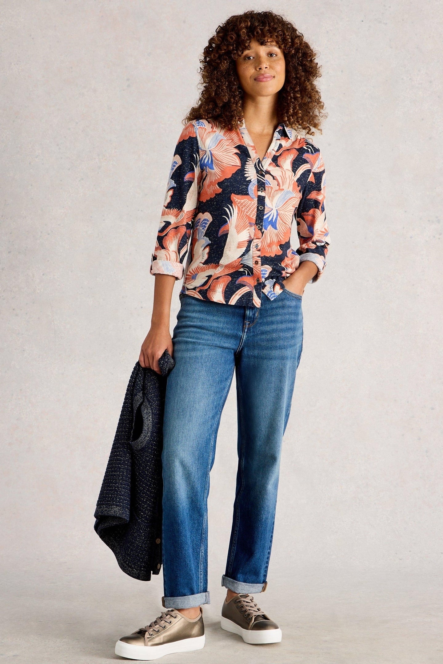 ANNIE PRINTED SPARKLE SHIRT NAVY PRINT 1